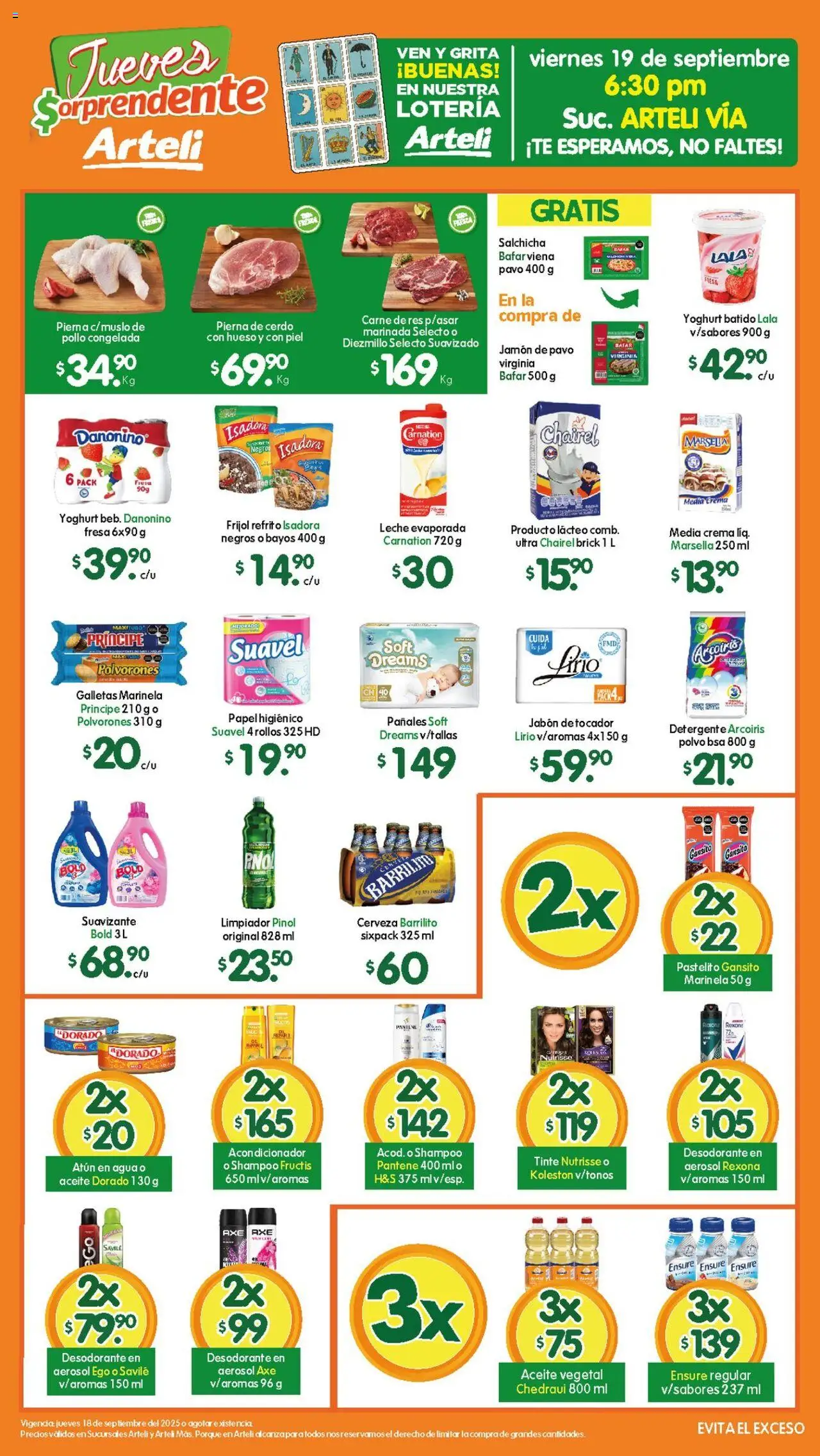 Nuevas ofertas de Arteli válidas en toda la República Mexicana desde el 18.09.2025. ¡Encuentra las mejores ofertas en Arteli - Folleto Arteli! | Página: 1 | Productos: Salchicha, Aceite, Cerveza, Polvo