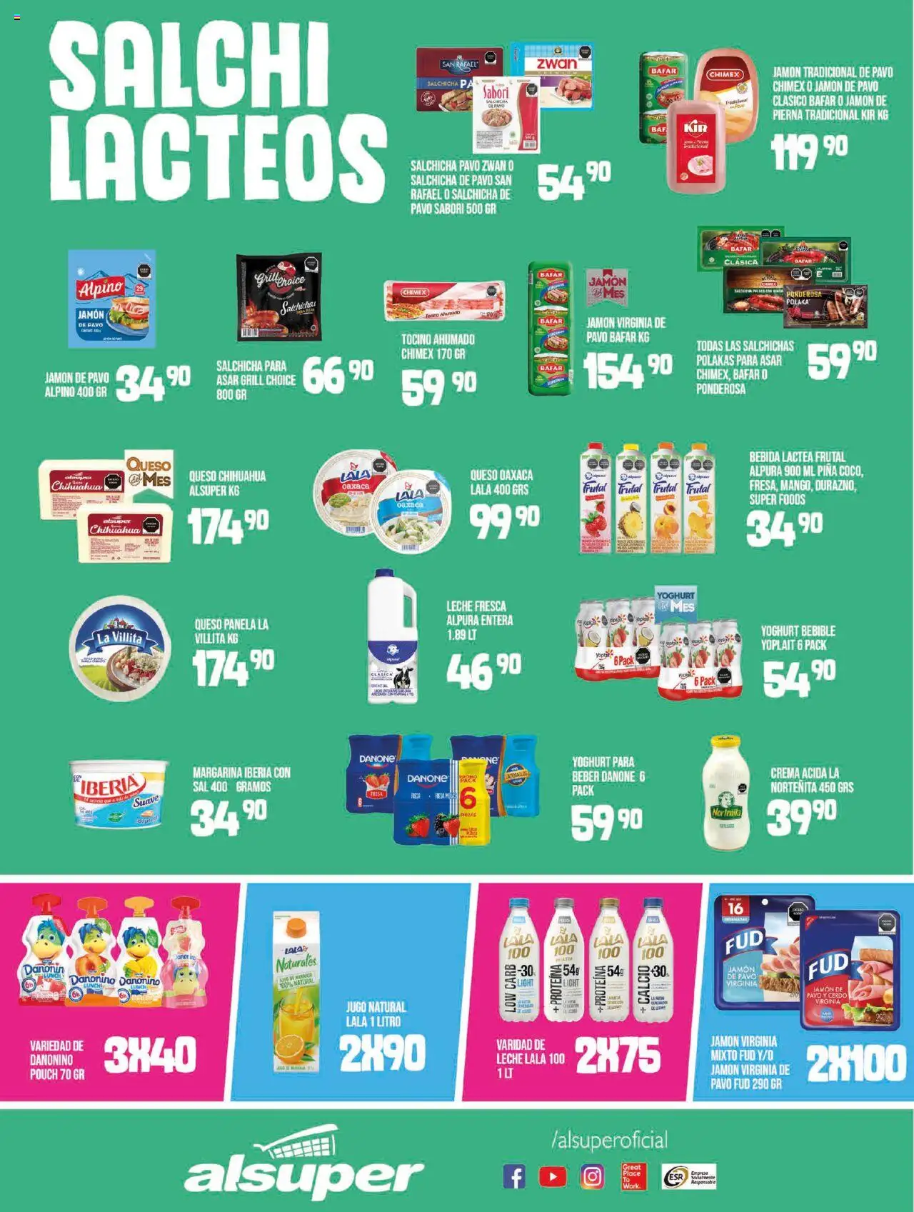 Nuevas ofertas de Alsuper válidas en toda la República Mexicana desde el 01.08.2025. ¡Encuentra las mejores ofertas en Alsuper - Folleto - Saltillo! | Página: 3 | Productos: Salchicha, Leche, Jamón, Jugo