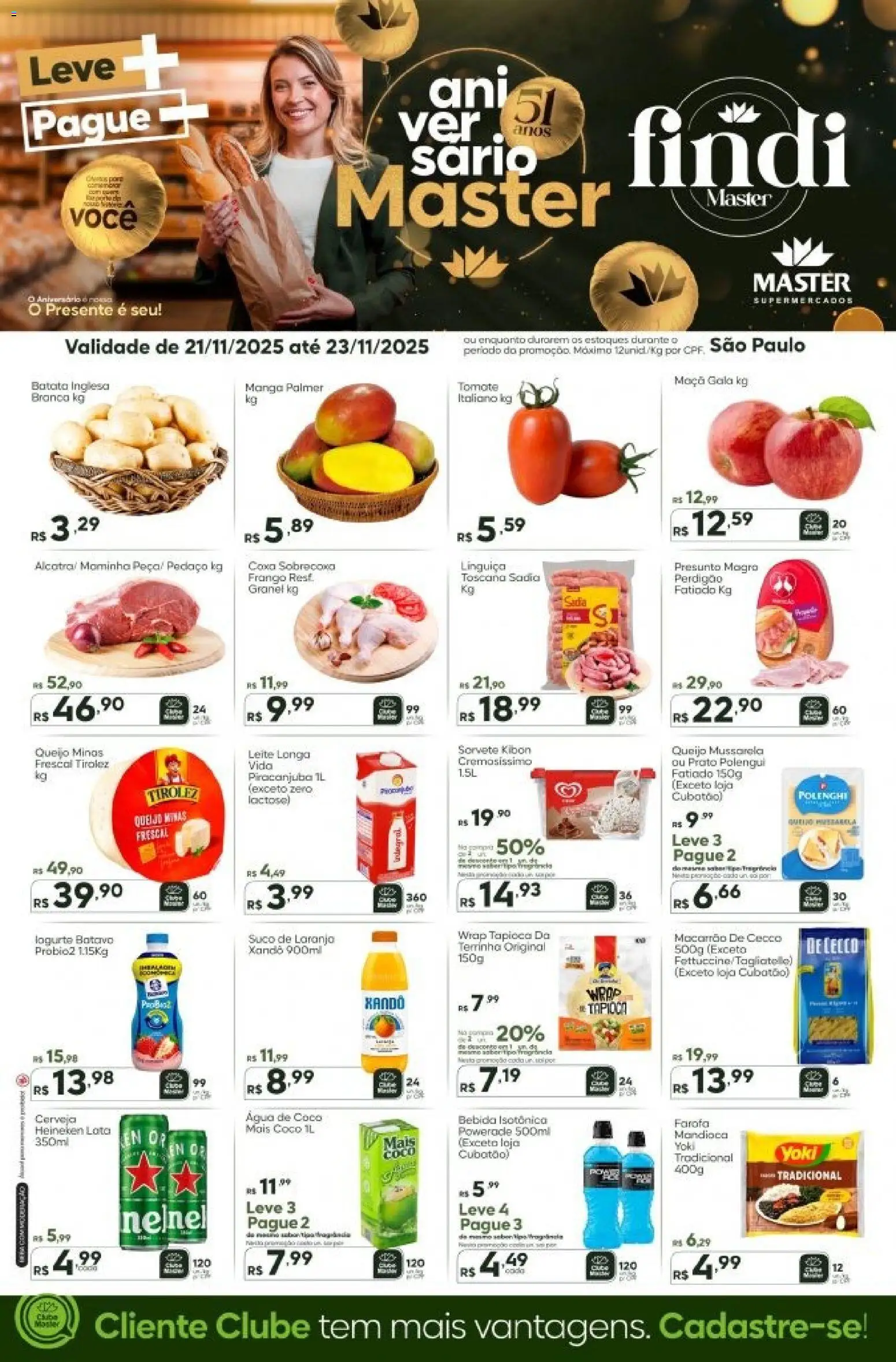 Master Folheto - válido de 21.11.2025 | Página: 1 | Produtos: Água de coco, Leite, Suco, Frango