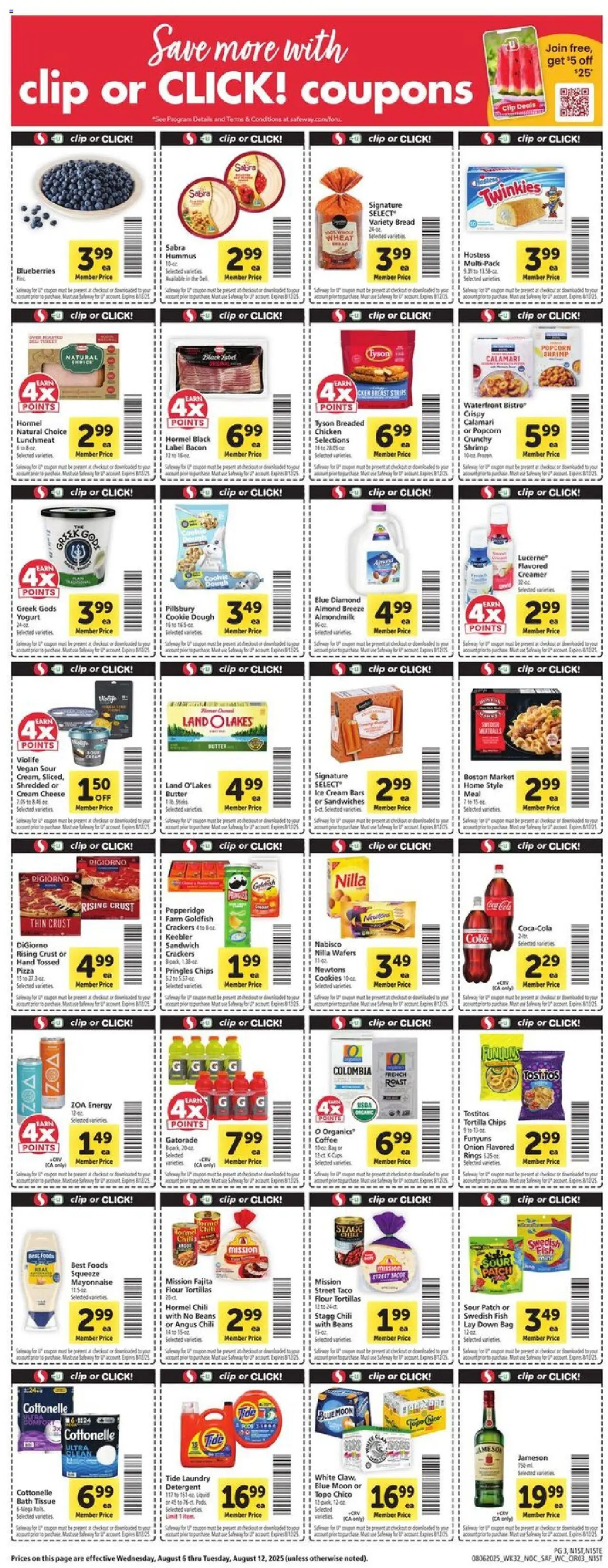 Safeway Weekly Ad - CA - valid from 06.08.2025 | Page: 3 | Products: Butter, Fish, Mayonnaise, Onion
