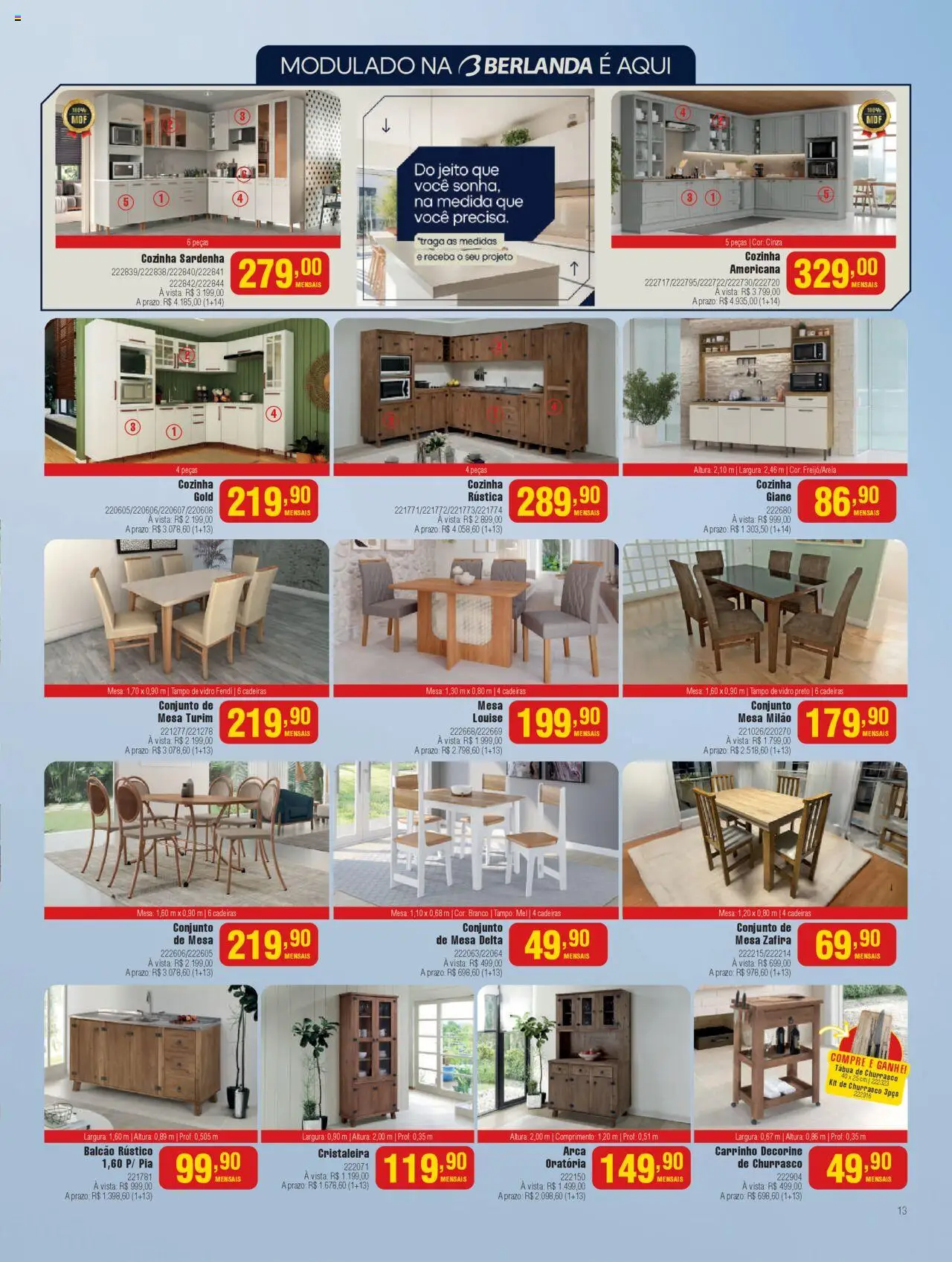 Berlanda Folheto - válido de 28.07.2025 | Página: 13 | Produtos: Cristaleira, Mesa, Carrinho, Tábua