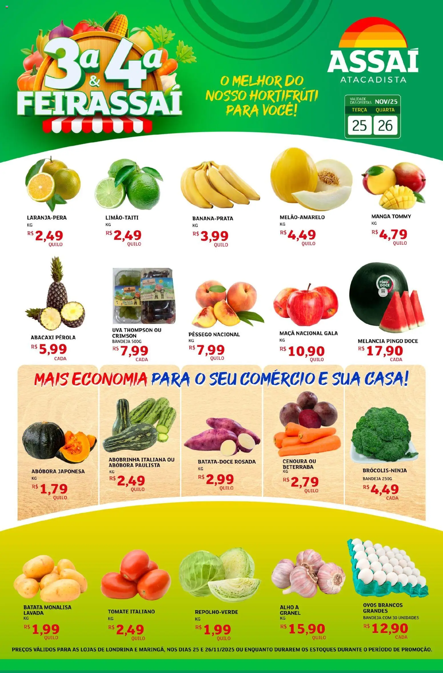 Assaí Atacadista Folheto - válido de 25.11.2025 | Página: 1 | Produtos: Melancia, Alho, Abacaxi, Bandeja
