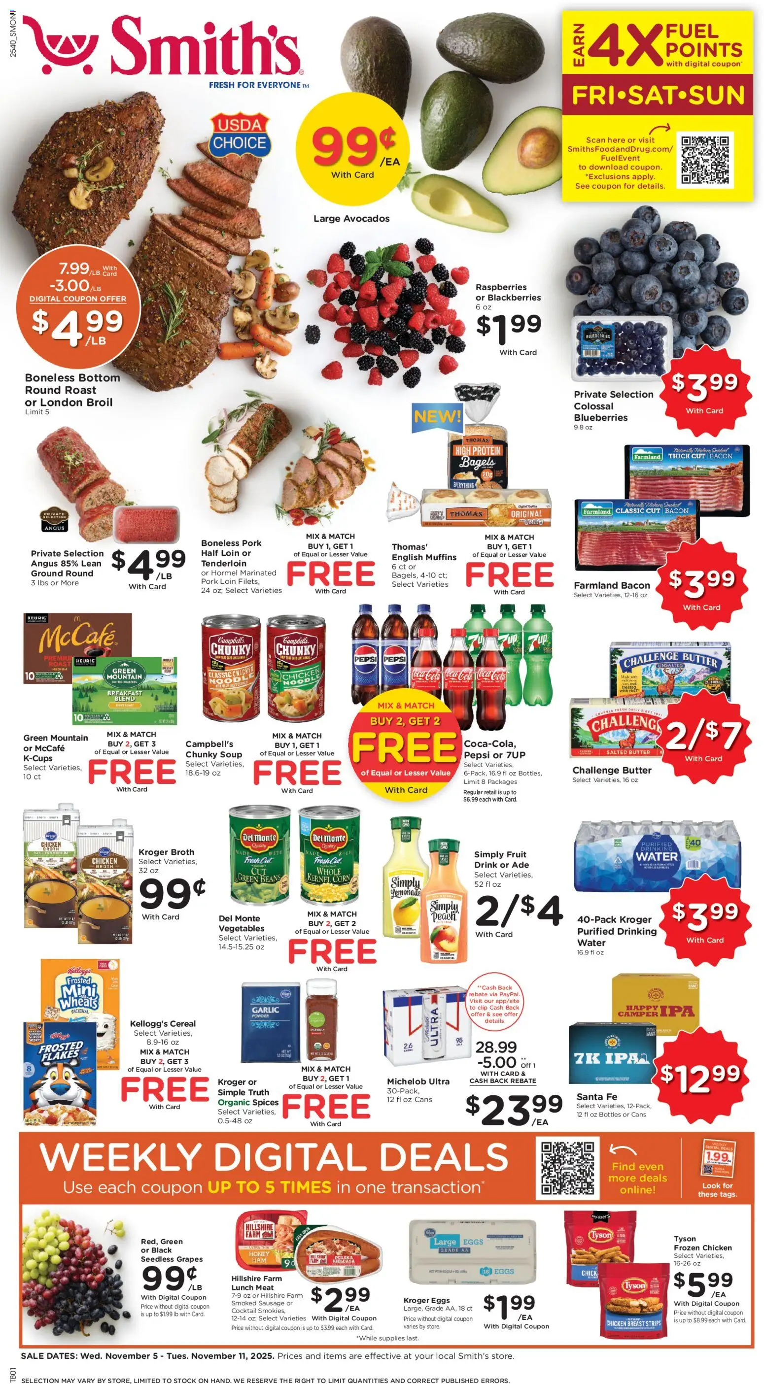 Smith's Black Friday - valid from 05.11.2025 | Page: 1 | Products: Butter, Spices, Sausage, Grapes