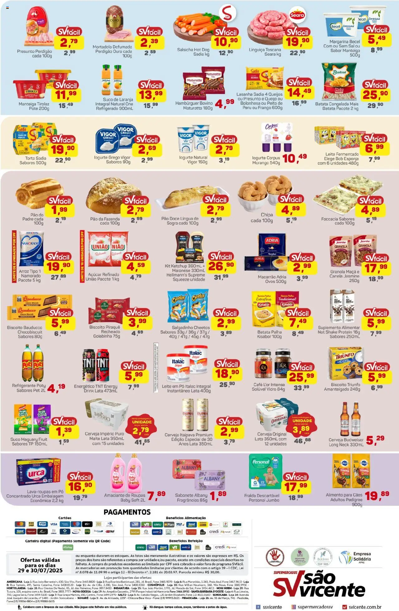 Supermercados São Vicente Folheto - válido de 29.07.2025 | Página: 2 | Produtos: Ovos, Roupas, Carteira, Leite em pó