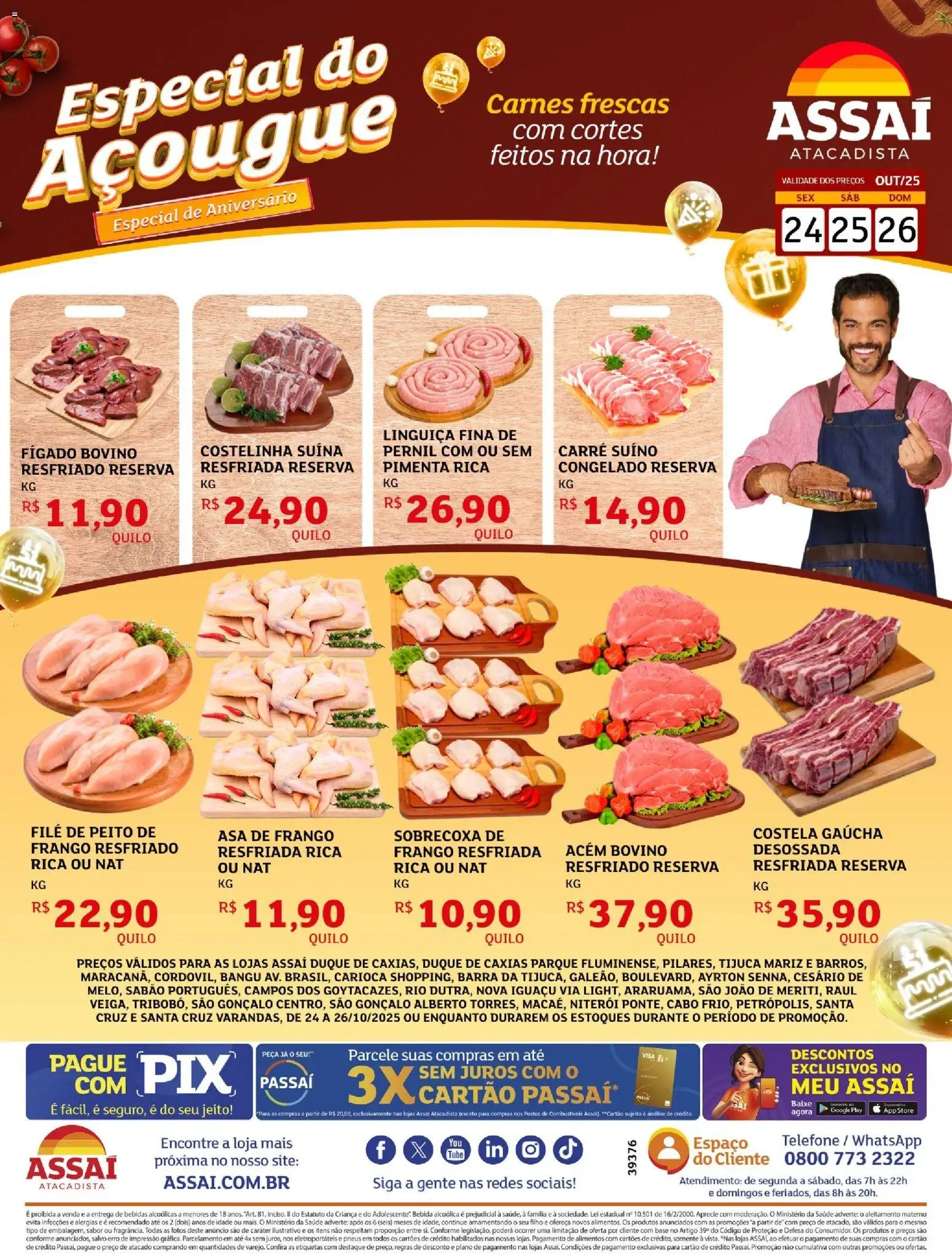 Assaí Atacadista Folheto - válido de 24.10.2025 | Página: 1 | Produtos: Pimenta, Linguiça, Pneus, Cabo