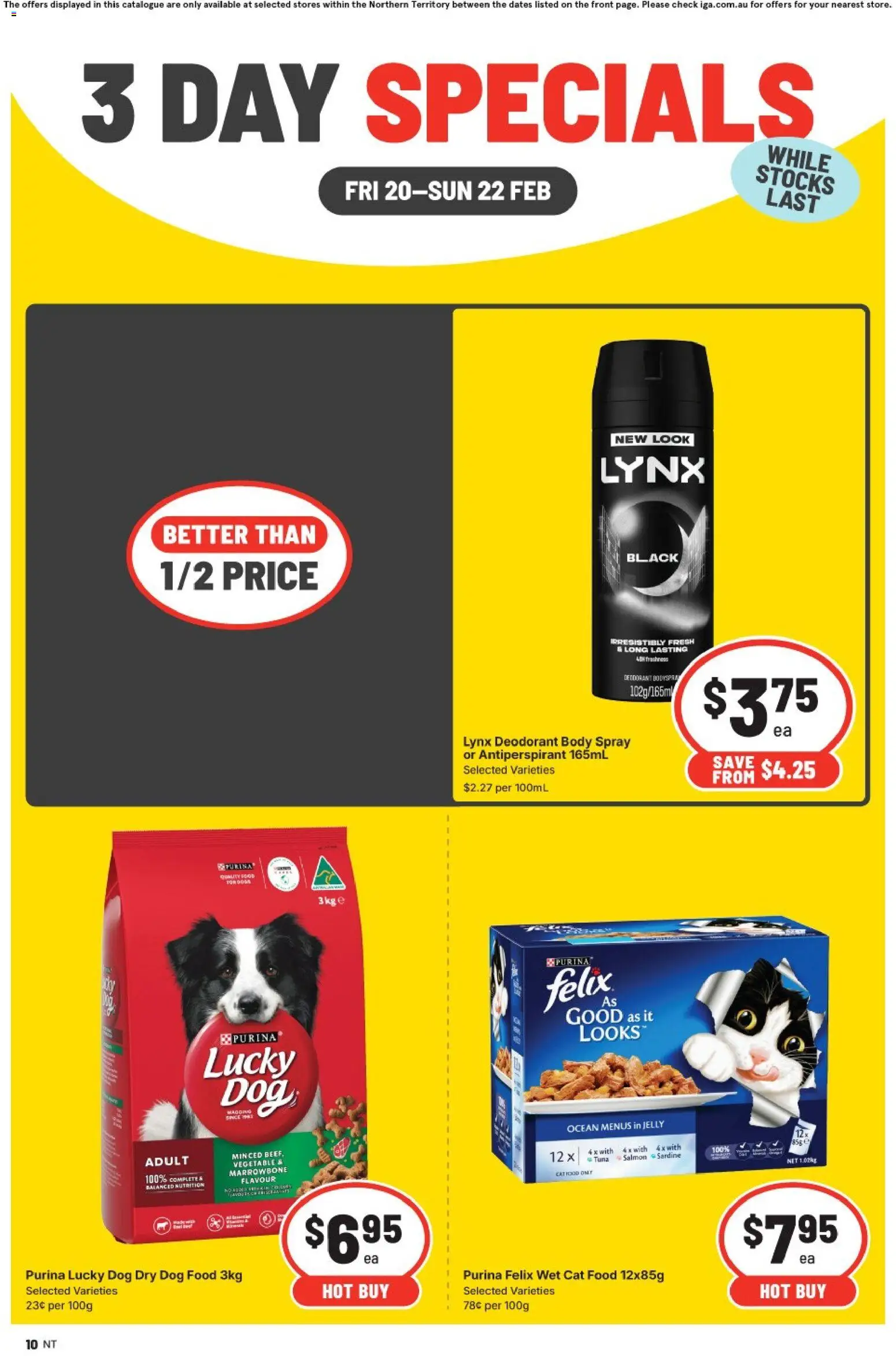 IGA catalogue - valid from 20.02.2026 | Page: 4 | Products: Deodorant, Antiperspirant, Dog food, Tuna