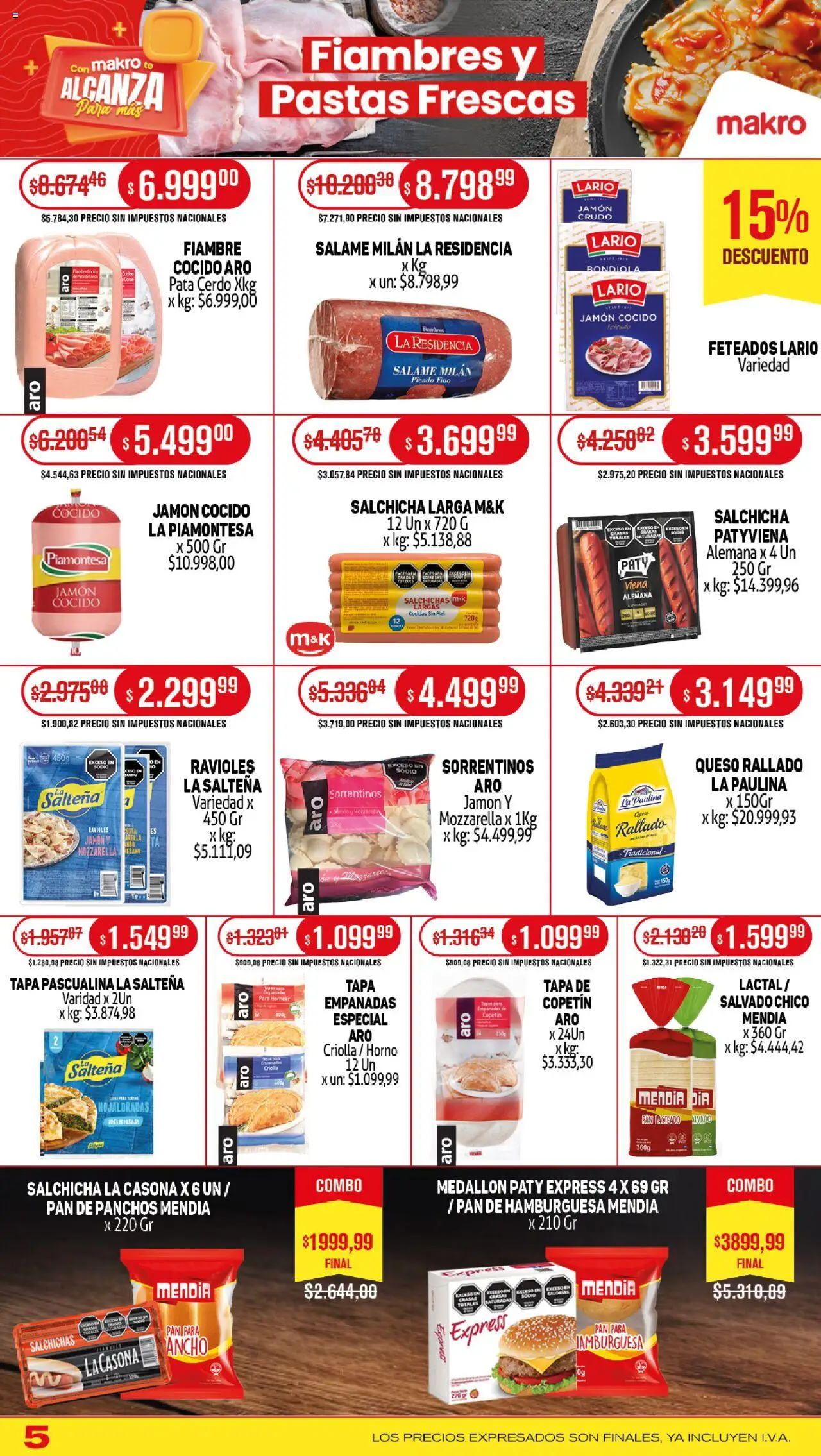 Makro ofertas │ válido desde el 31.07.2025 | Página: 5 | Productos: Jamón cocido, Jamón crudo, Salchicha, Cerdo