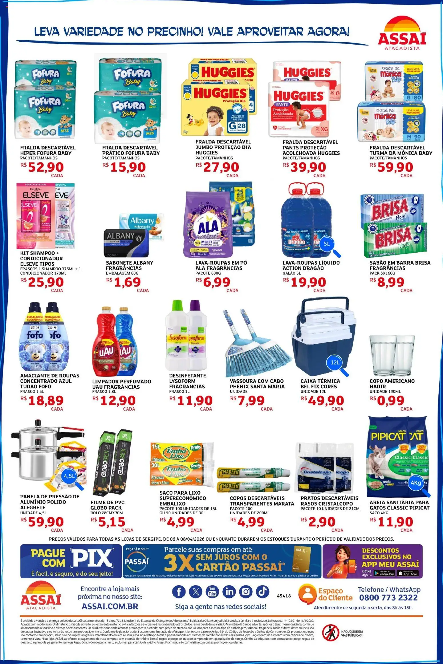 Assaí Atacadista Folheto - válido de 06.04.2026 | Página: 4 | Produtos: Shampoo, Sabonete, Amaciante, Cabo