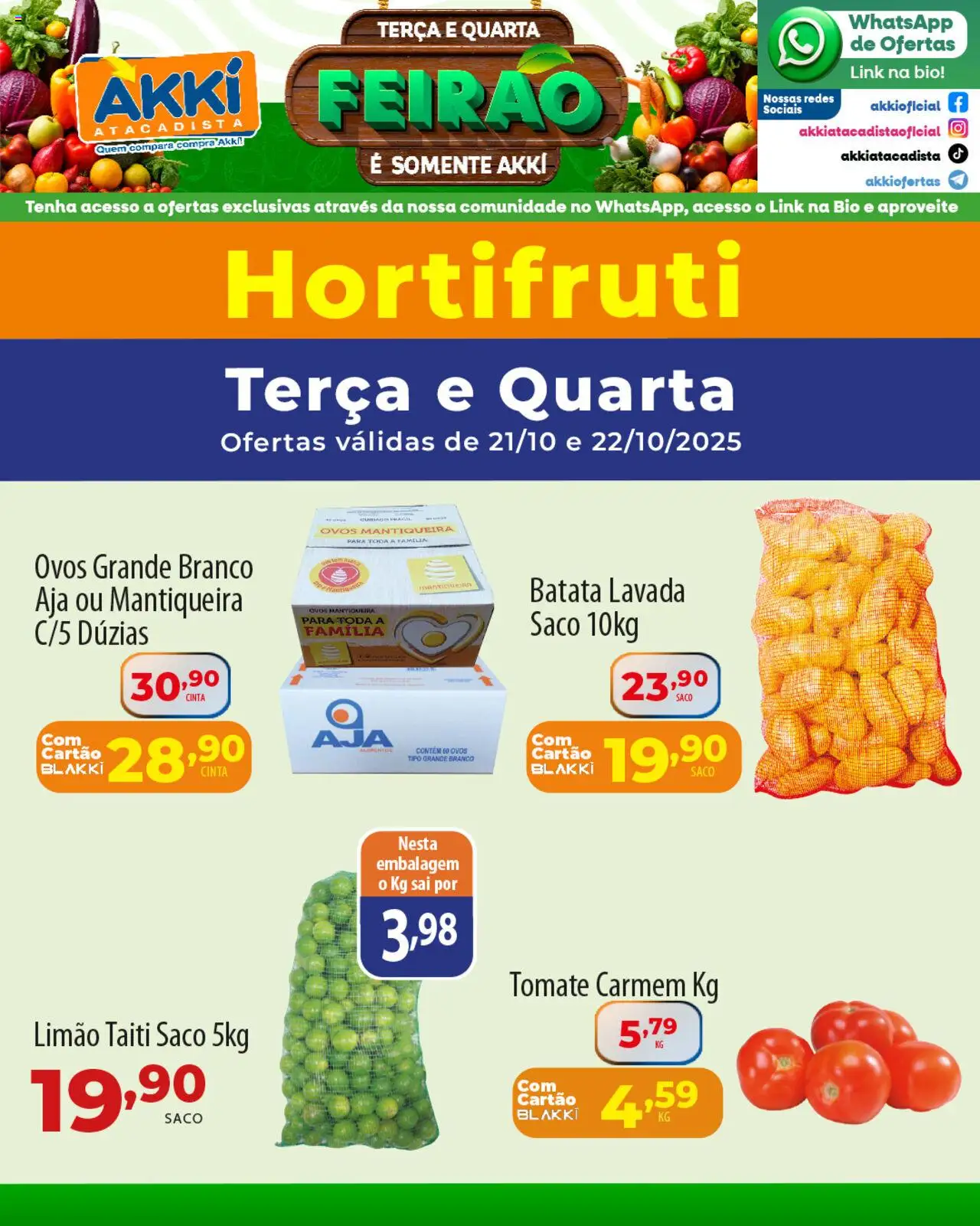 Akki Atacadista Folheto - válido de 21.10.2025 | Página: 1 | Produtos: Ovos, Batata