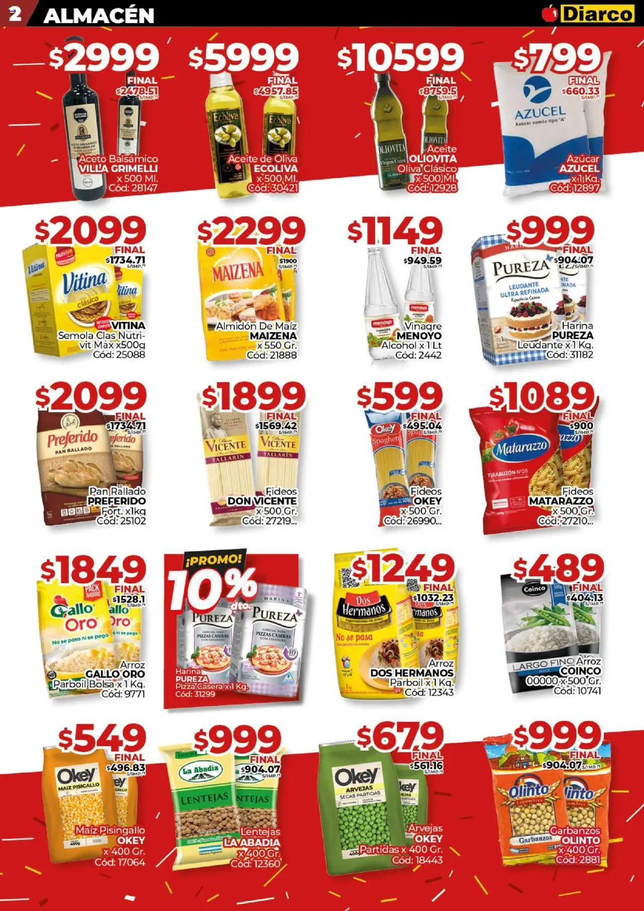 Diarco ofertas │ válido desde el 04.08.2025 | Página: 2 | Productos: Harina, Vinagre, Maiz, Pan rallado