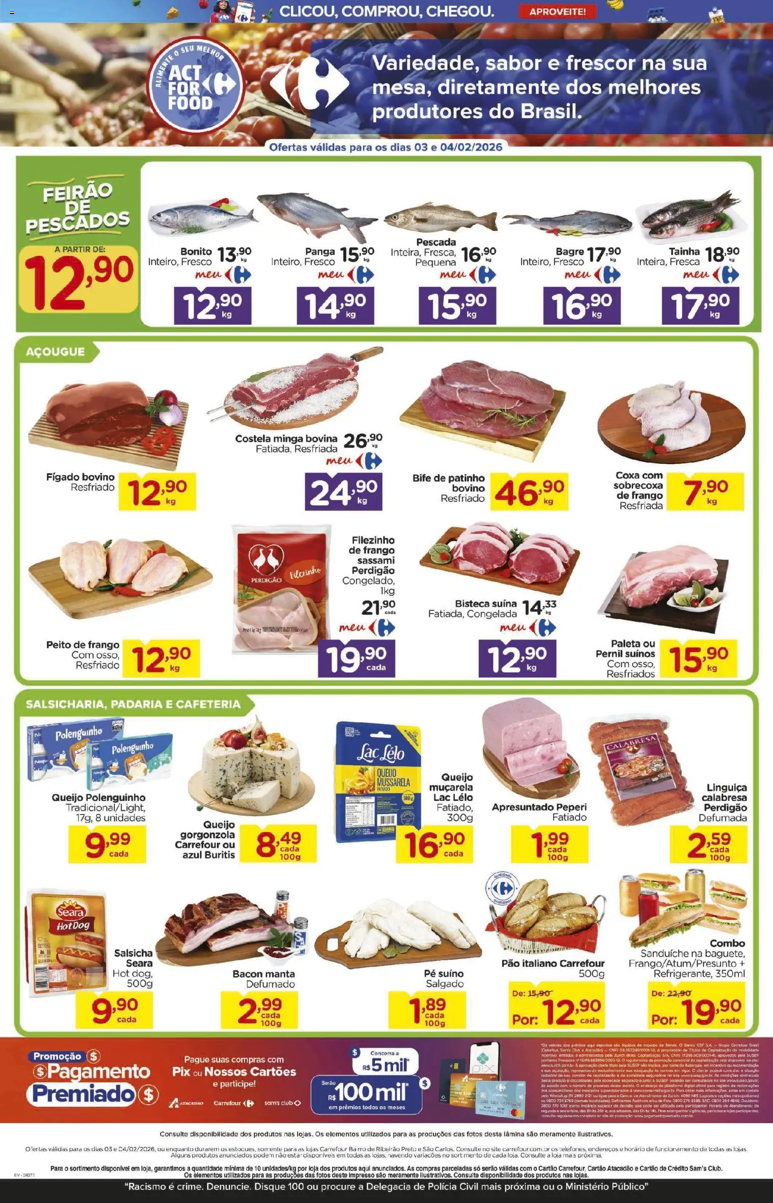 Carrefour Bairro Folheto - válido de 03.02.2026 | Página: 2 | Produtos: Pernil, Queijo, Sanduíche, Frango