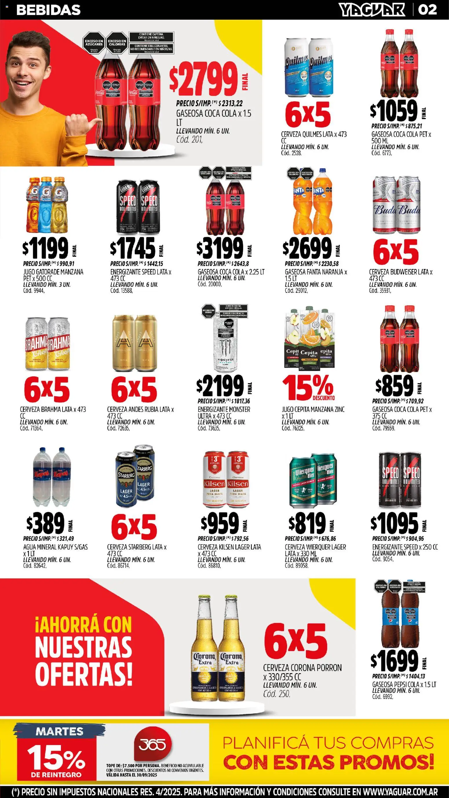 Yaguar - Chaco │ válido desde el 27.10.2025 | Página: 2 | Productos: Gaseosa, Agua, Jugo, Cerveza