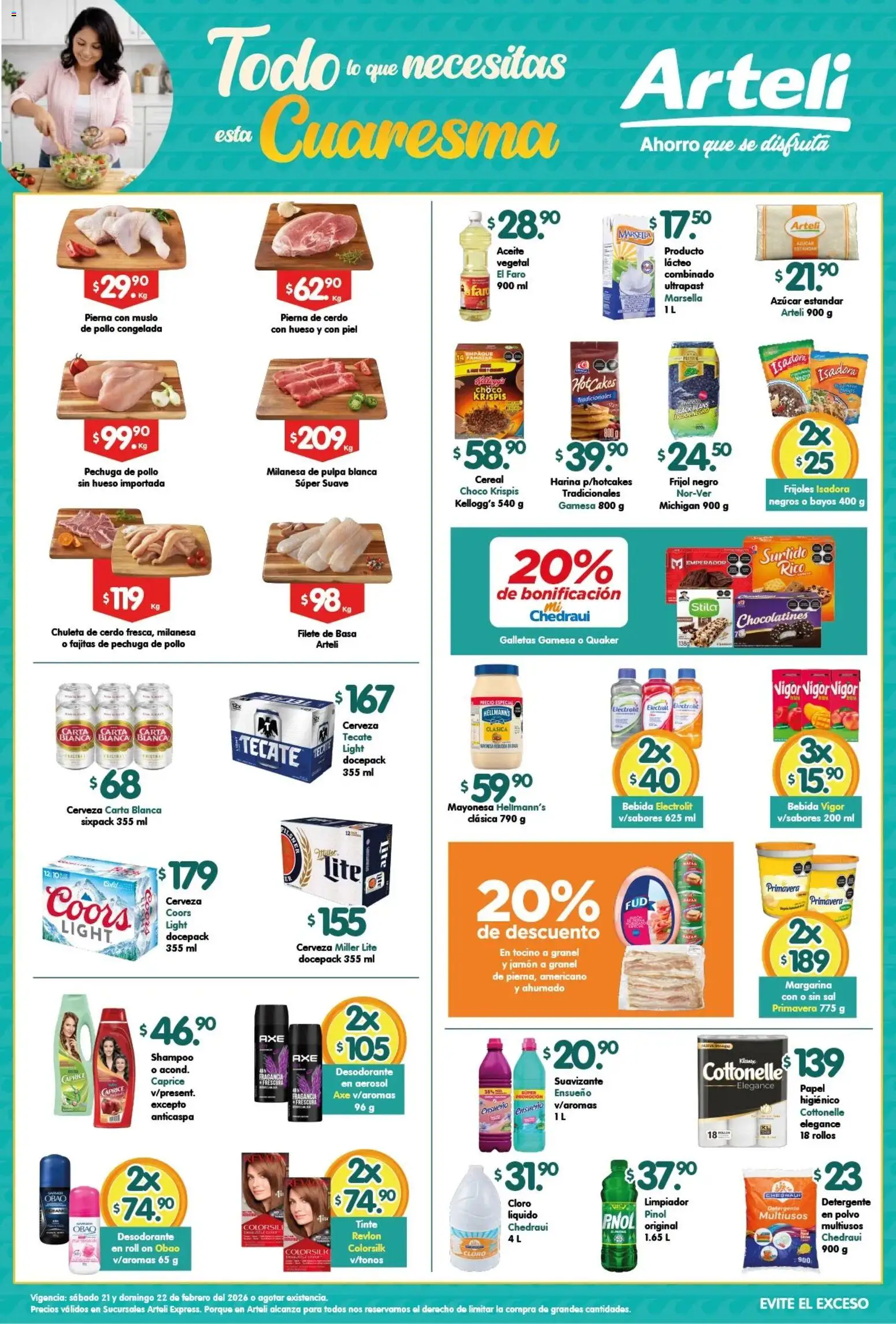 Nuevas ofertas de Arteli válidas en toda la República Mexicana desde el 21.02.2026. ¡Encuentra las mejores ofertas en Arteli folleto Express! | Página: 1 | Productos: Milanesa, Harina, Aceite, Polvo