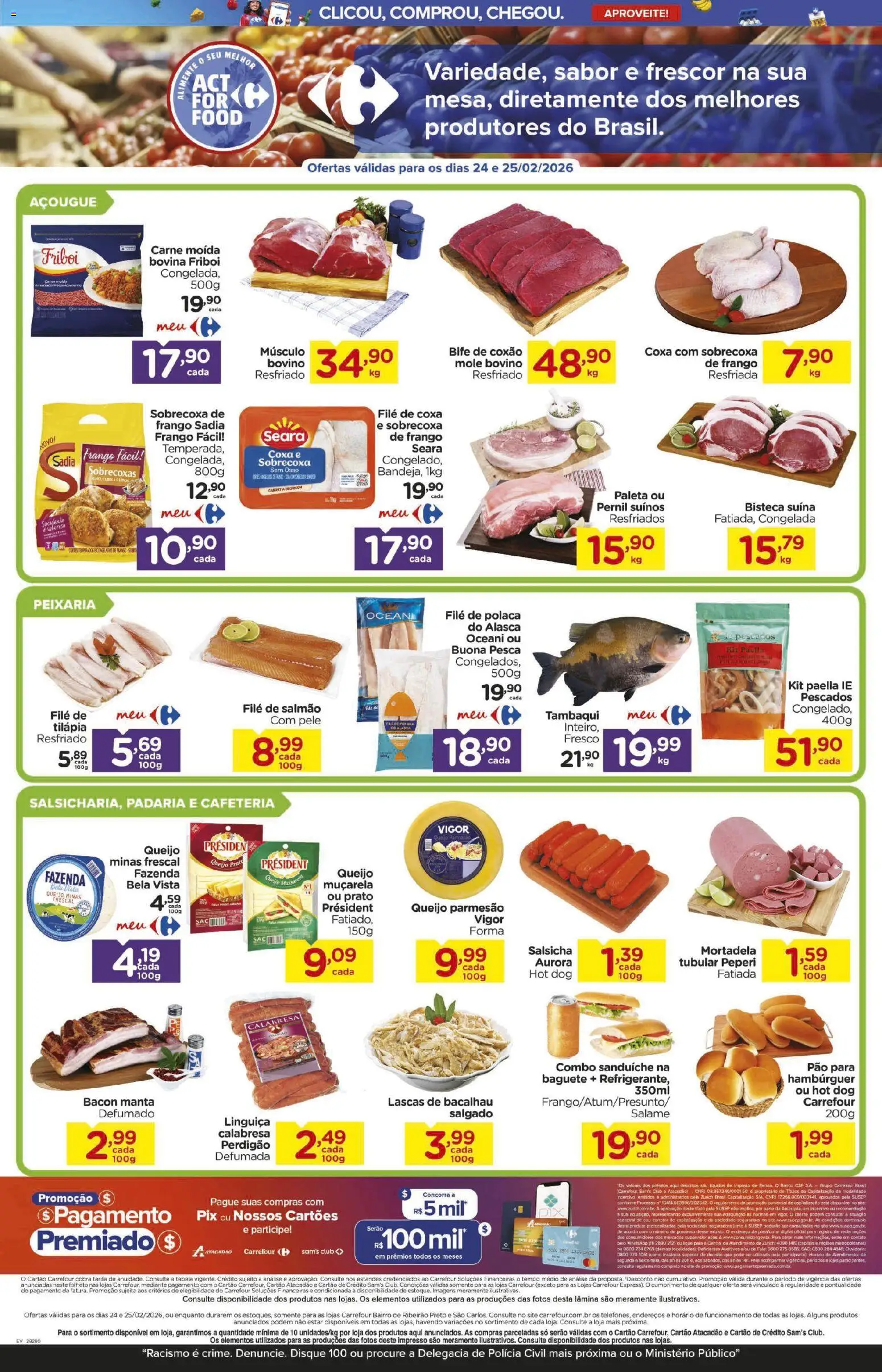 Carrefour Bairro Folheto - válido de 24.02.2026 | Página: 2 | Produtos: Parmesão, Queijo parmesão, Frango, Carne moída