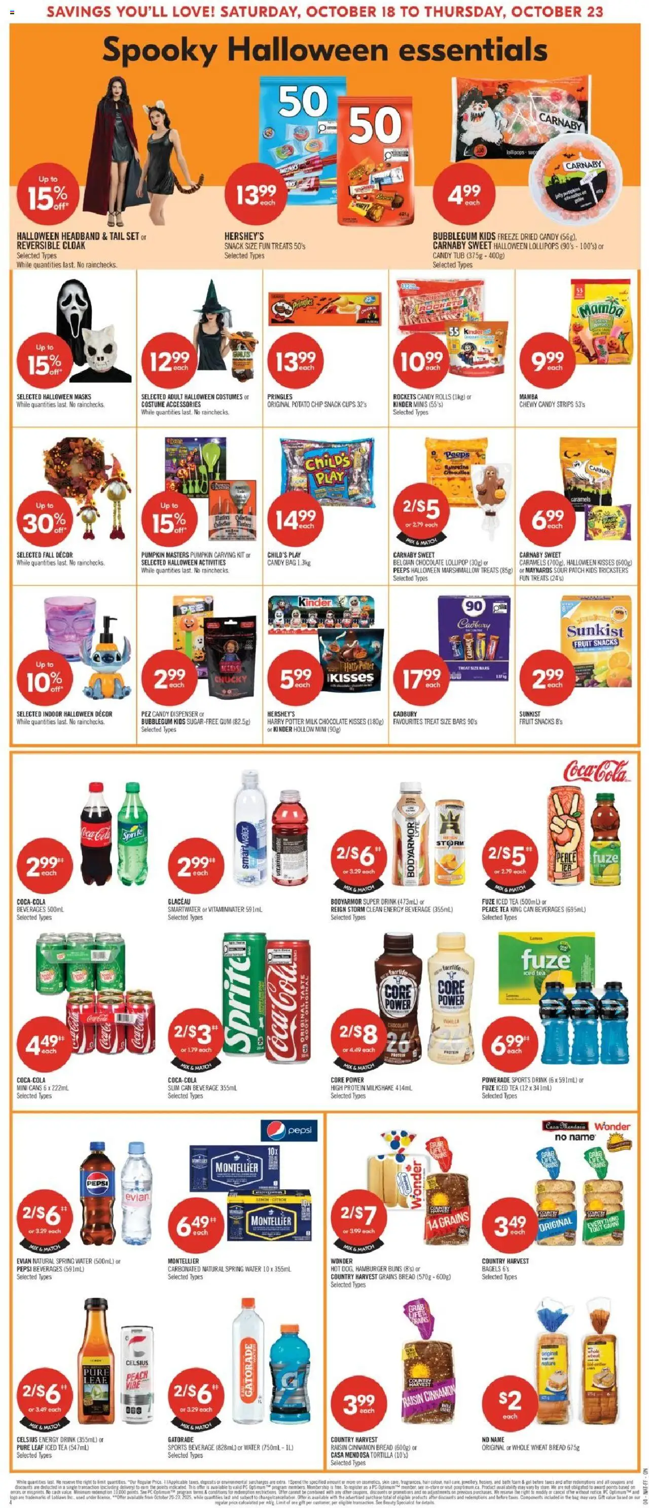 Shoppers flyer valid from 18.10.2025 | Page: 7 | Products: Hat, Bath, Milk, Bread