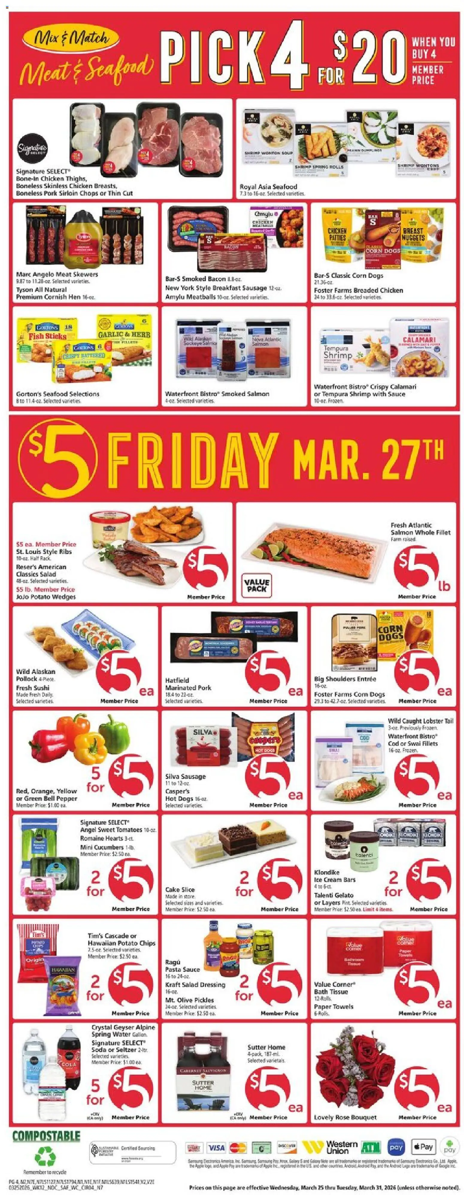 Safeway Weekly Ad - valid from 25.03.2026 | Page: 4 | Products: Wc, Bath, Cream, Hot Dogs