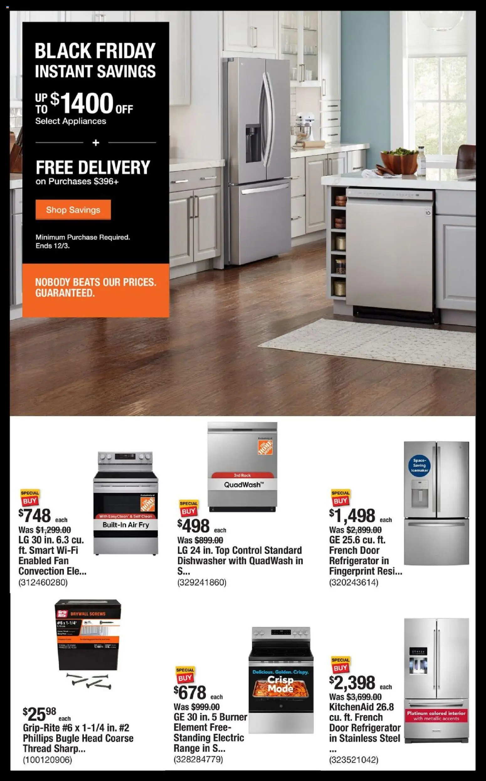 Home Depot Shop Pro Ad - NY - valid from 24.11.2025 | Page: 2 | Products: Refrigerator, Dishwasher, Fan