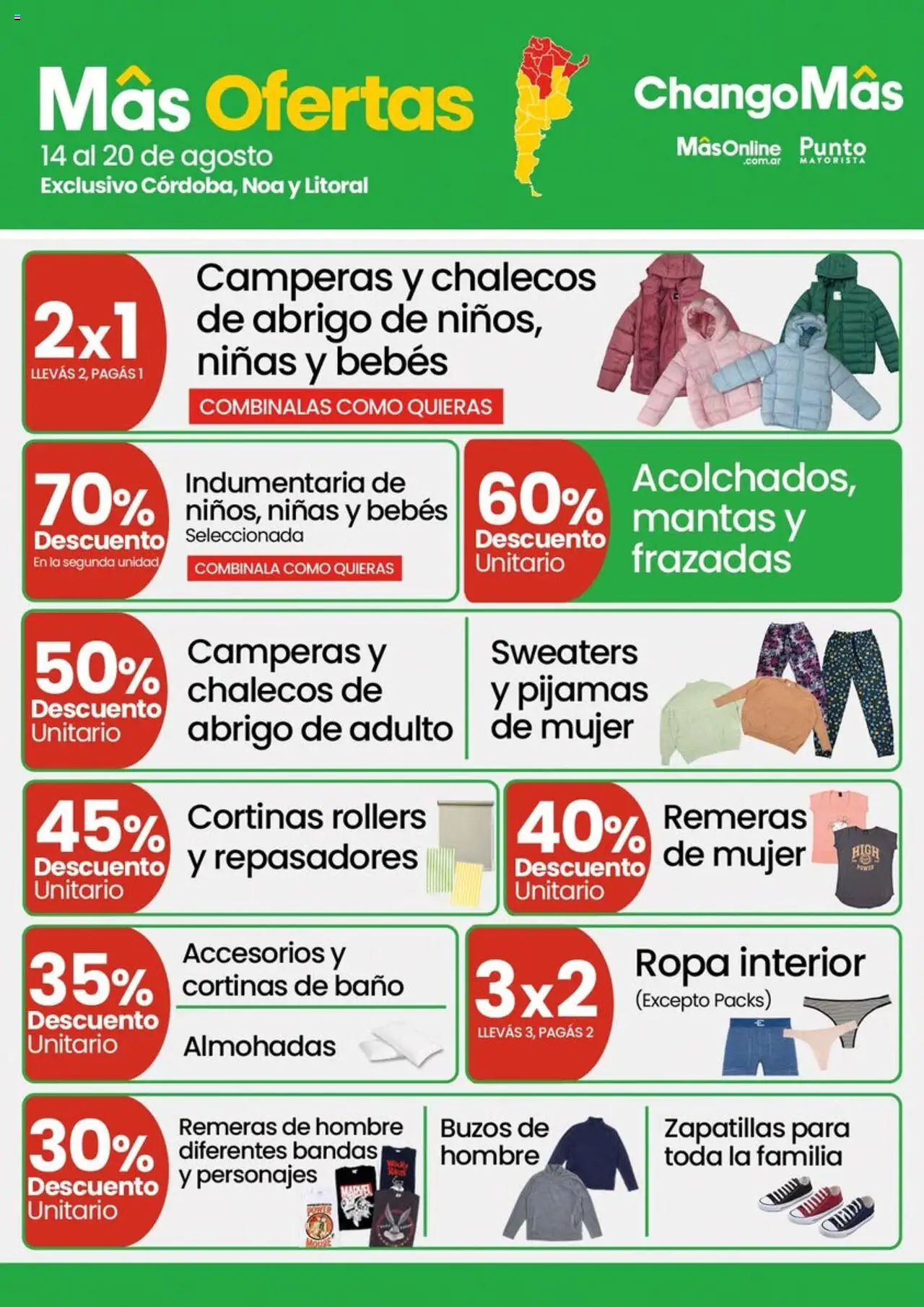 Punto Mayorista catálogo │ válido desde el 14.08.2025 | Página: 1 | Productos: Cortinas, Baño, Ropa interior, Zapatillas