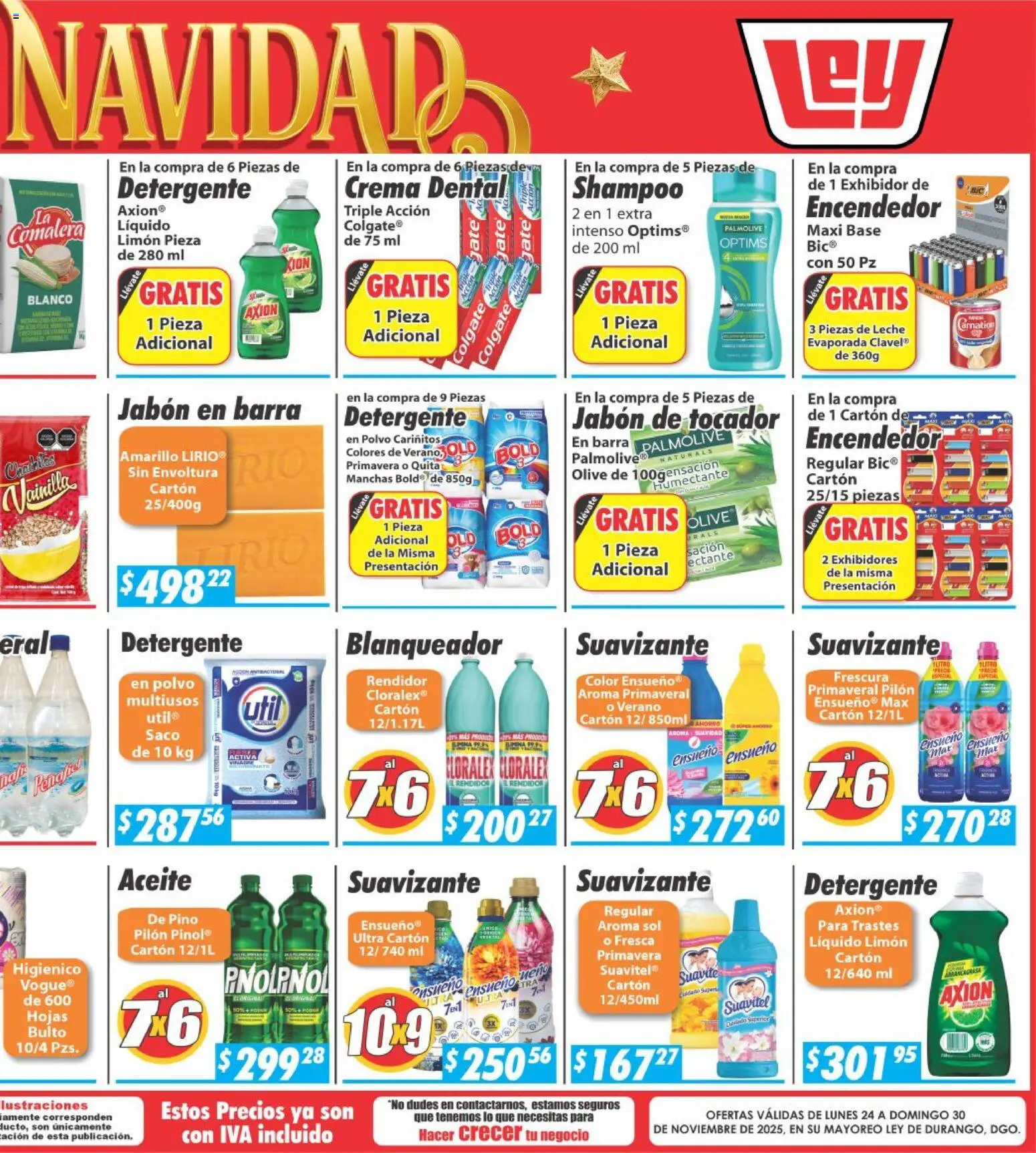 Nuevas ofertas de Casa Ley válidas en toda la República Mexicana desde el 24.11.2025. ¡Encuentra las mejores ofertas en Casa Ley folleto Mayoreo! | Página: 6 | Productos: Crema, Aceite, Suavizante, Encendedor