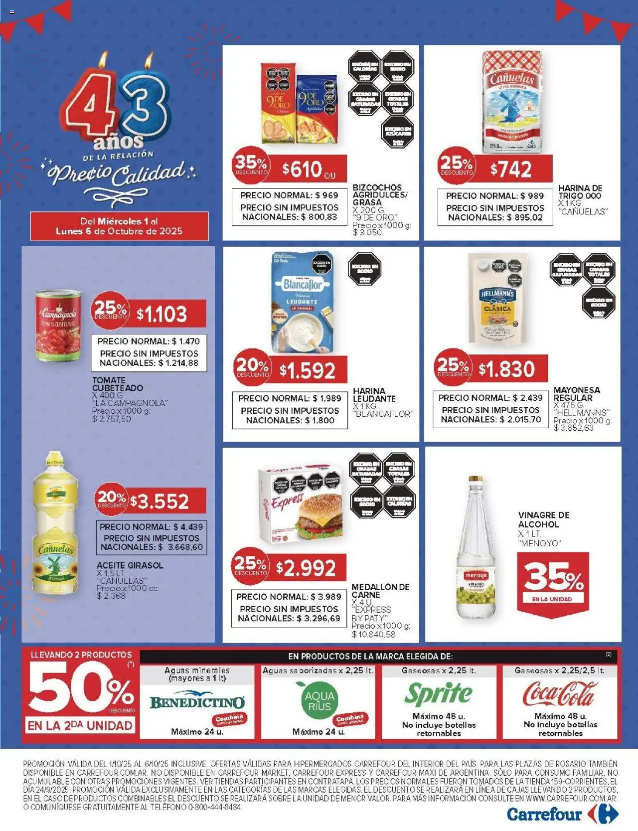 Carrefour ofertas - Corrientes │ válido desde el 01.10.2025 | Página: 12 | Productos: Rosario, Aceite, Vinagre, Tomate