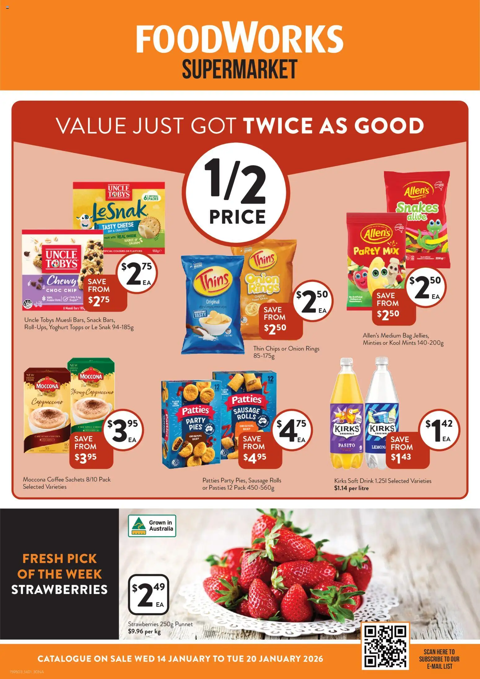 Foodworks catalogue - valid from 13.01.2026 | Page: 1 | Products: Cheese, Lemon, Moccona, Bag