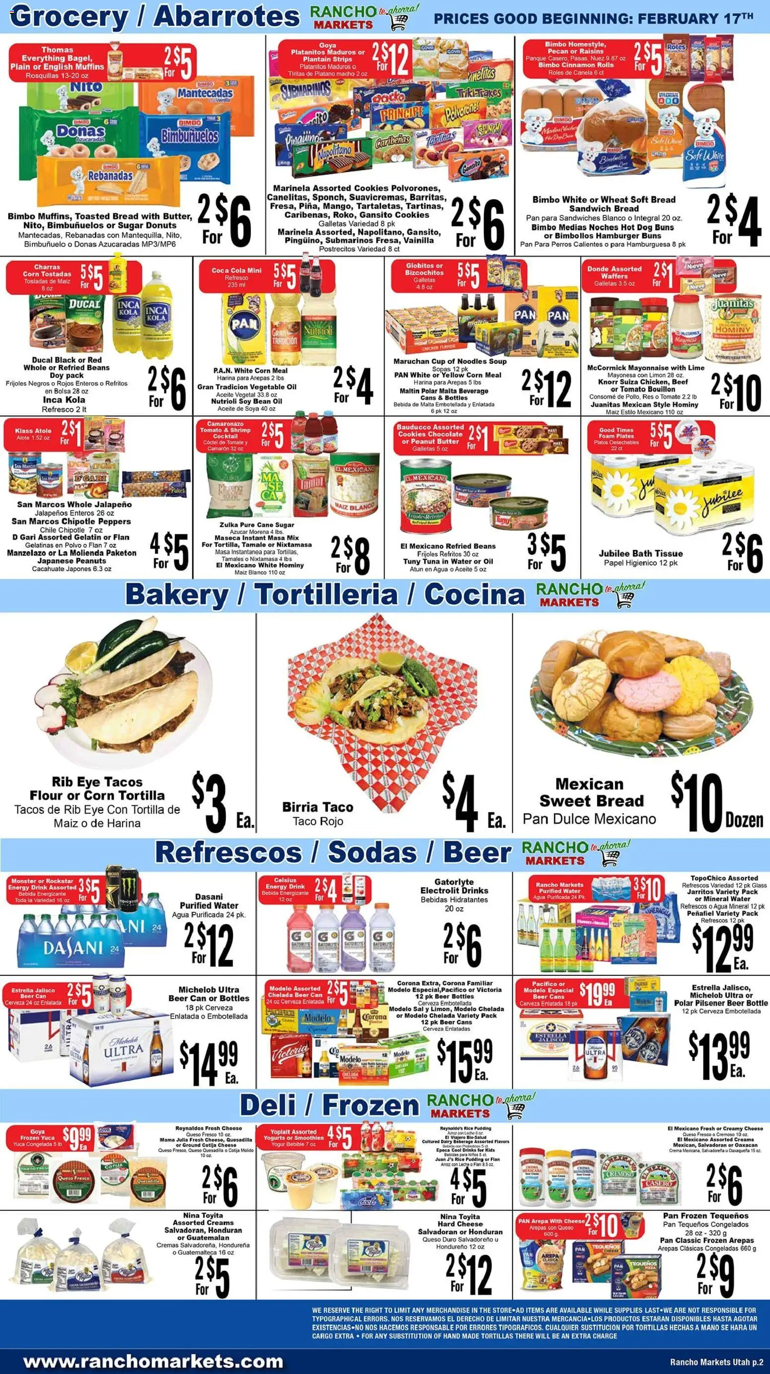 Rancho Markets Weekly Ad - valid from 17.02.2026 | Page: 2 | Products: Pan, Bread, Raisins, Sugar
