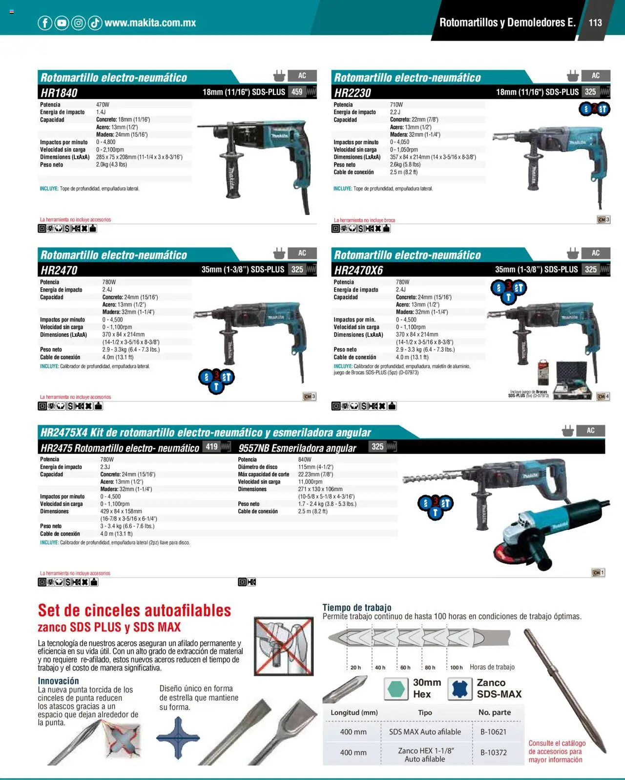Nuevas ofertas de Makita válidas en toda la República Mexicana desde el 17.04.2024. ¡Encuentra las mejores ofertas en Makita catálogo ! | Página: 113 | Productos: Cable, Juego, Rotomartillo, Llave