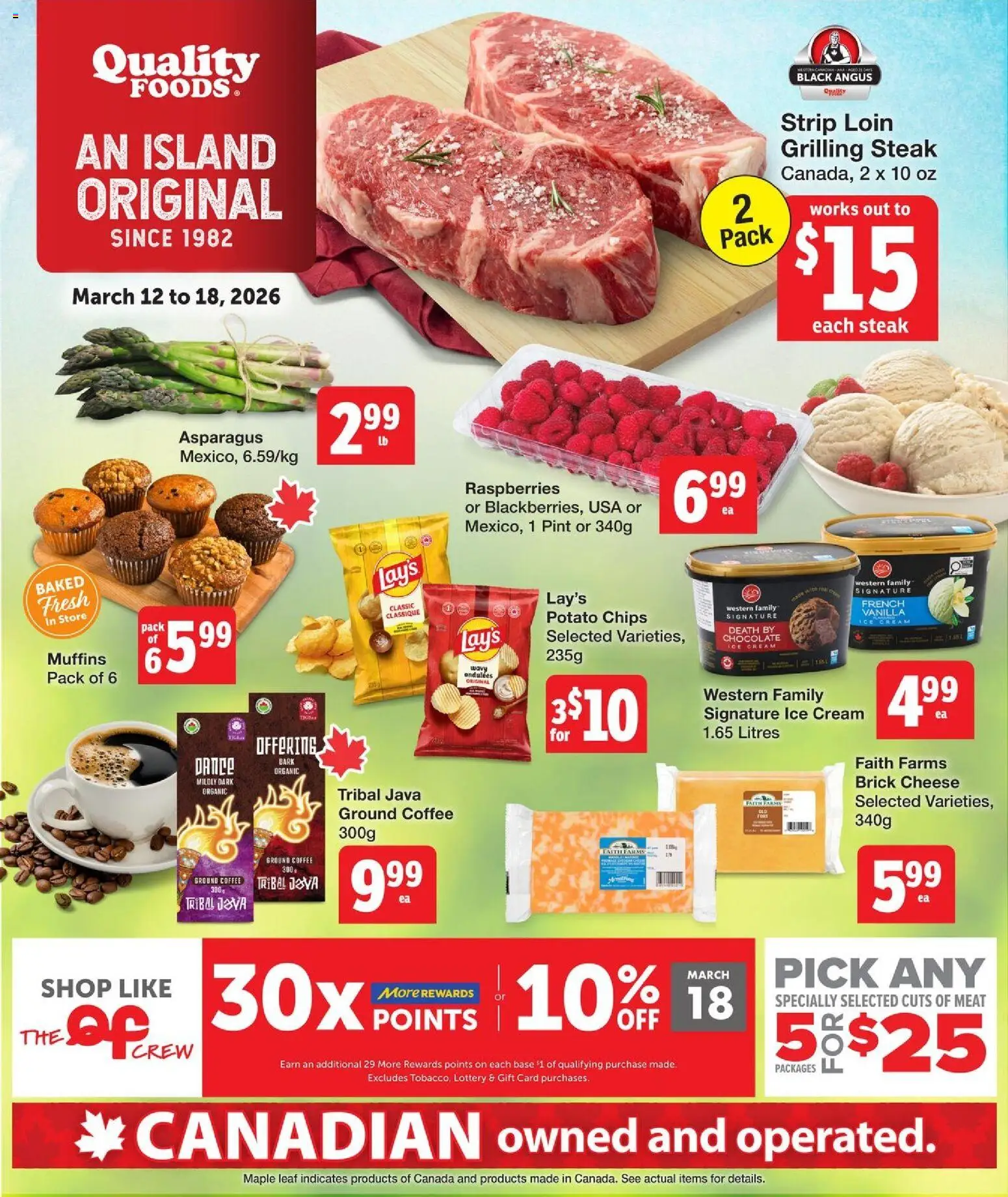 Quality Foods flyer valid from 12.03.2026 | Page: 1 | Products: Chips, Cream, Ice cream, Cheese