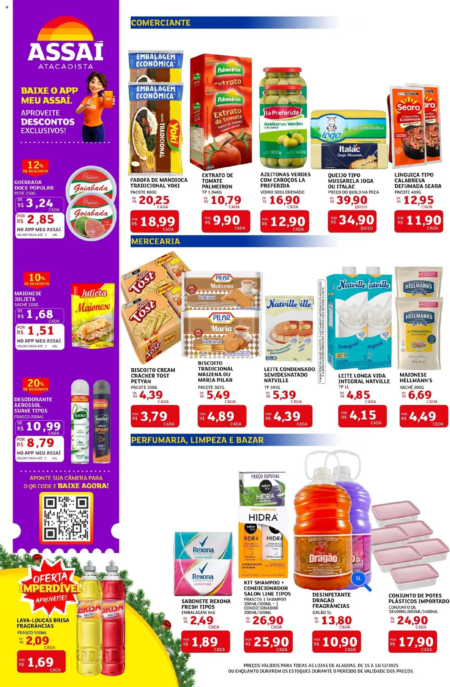 Assaí Atacadista Folheto - válido de 15.12.2025 | Página: 2 | Produtos: Mandioca, Biscoito, Pasta, Farofa