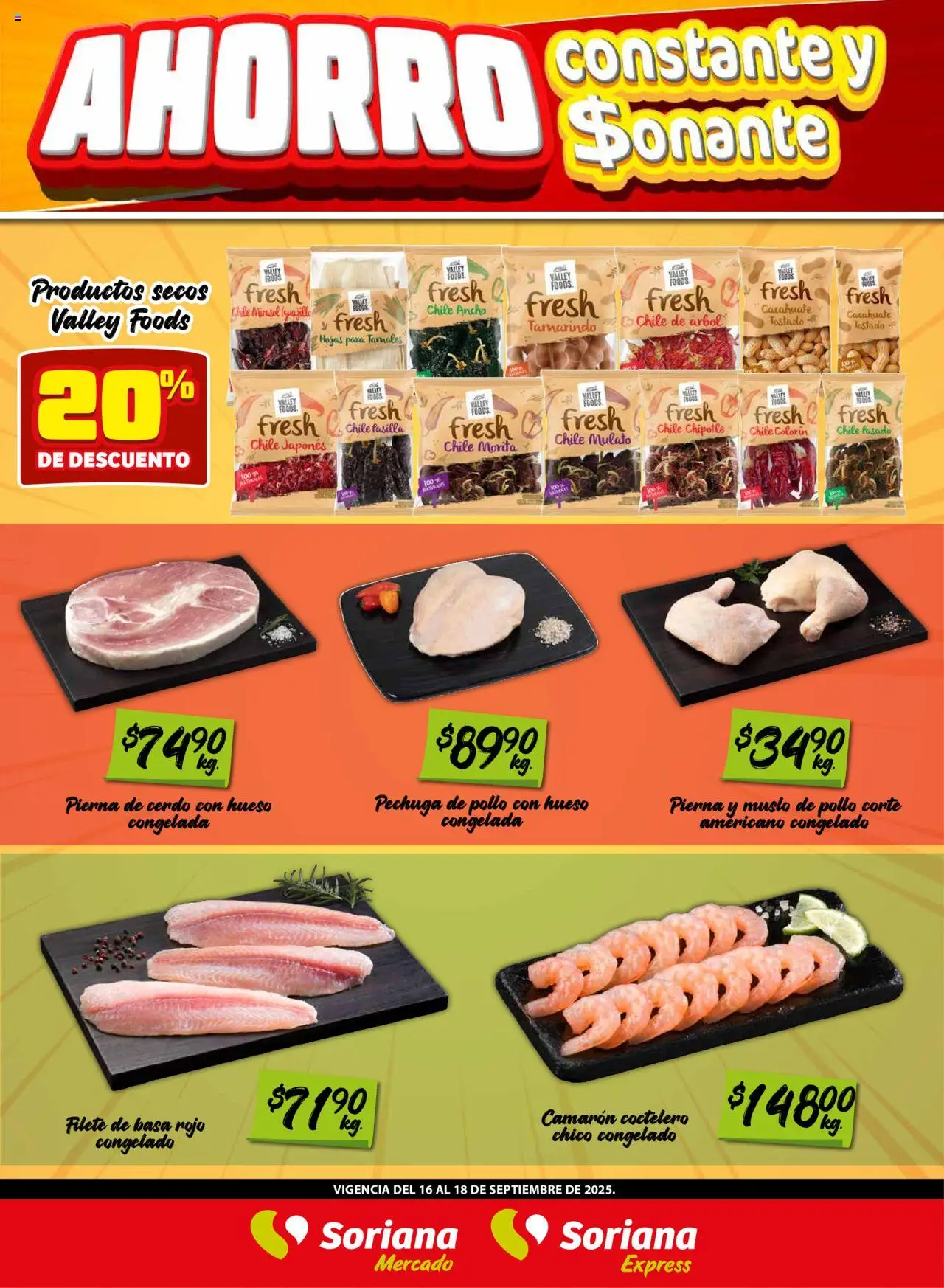 Nuevas ofertas de Soriana válidas en toda la República Mexicana desde el 16.09.2025. ¡Encuentra las mejores ofertas en Soriana - Frescos del Mandado Mercado: Coah, Chih y Dur! | Página: 2 | Productos: Pollo, Cacahuate, Cerdo