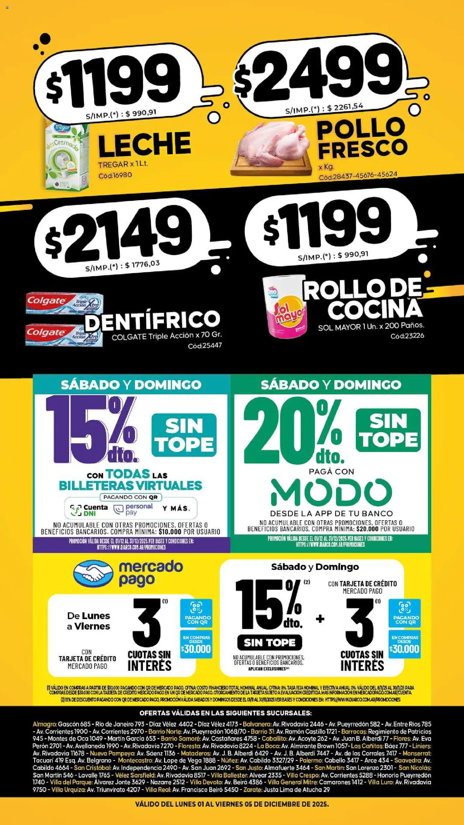 Diarco - Especial Locura De Precios │ válido desde el 01.12.2025 | Página: 2 | Productos: Cocina, Banco, General, Leche