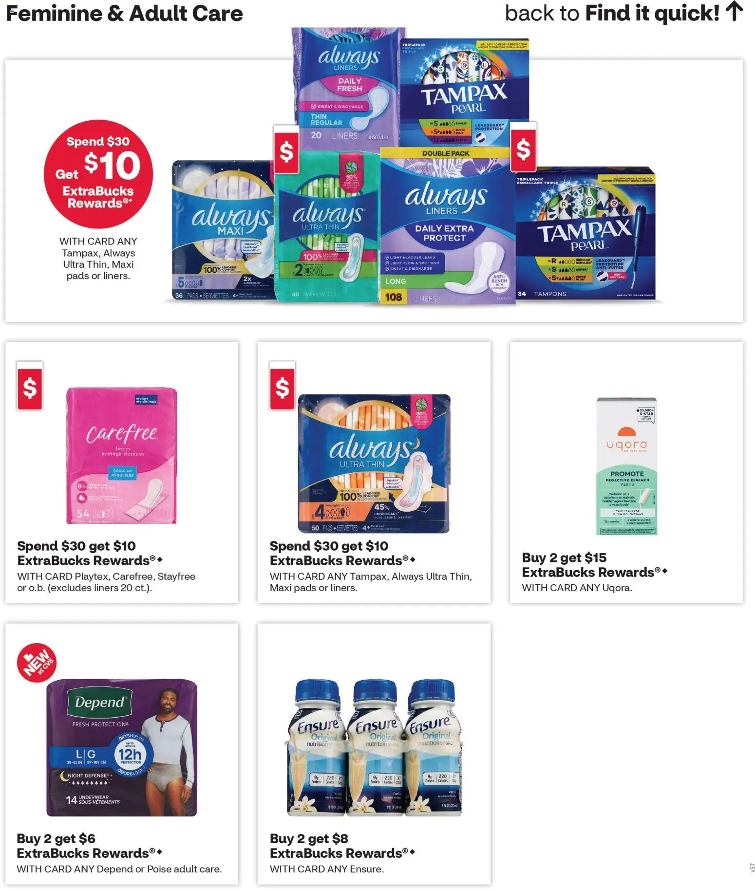 CVS Pharmacy Weekly Ad - WA - valid from 30.11.2025 | Page: 8 | Products: Pads, Tampons