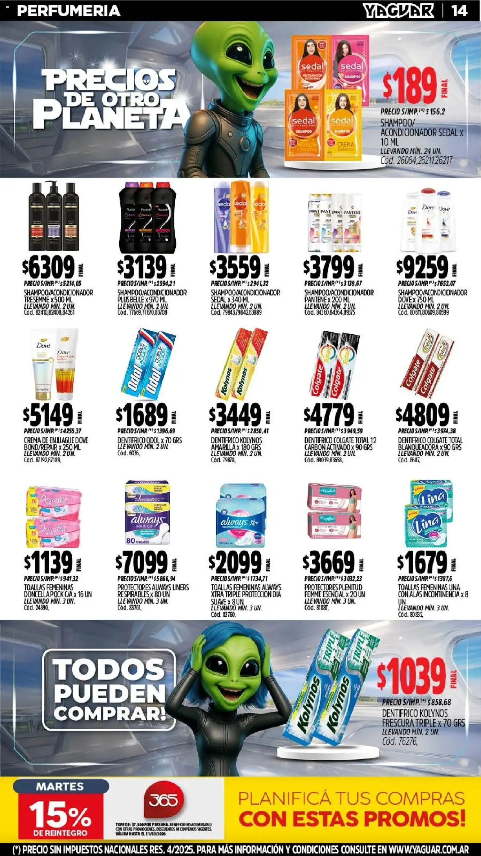 Yaguar - Oferta Semanal Misiones │ válido desde el 11.03.2026 | Página: 16 | Productos: Toallas, Shampoo, Acondicionador, Crema