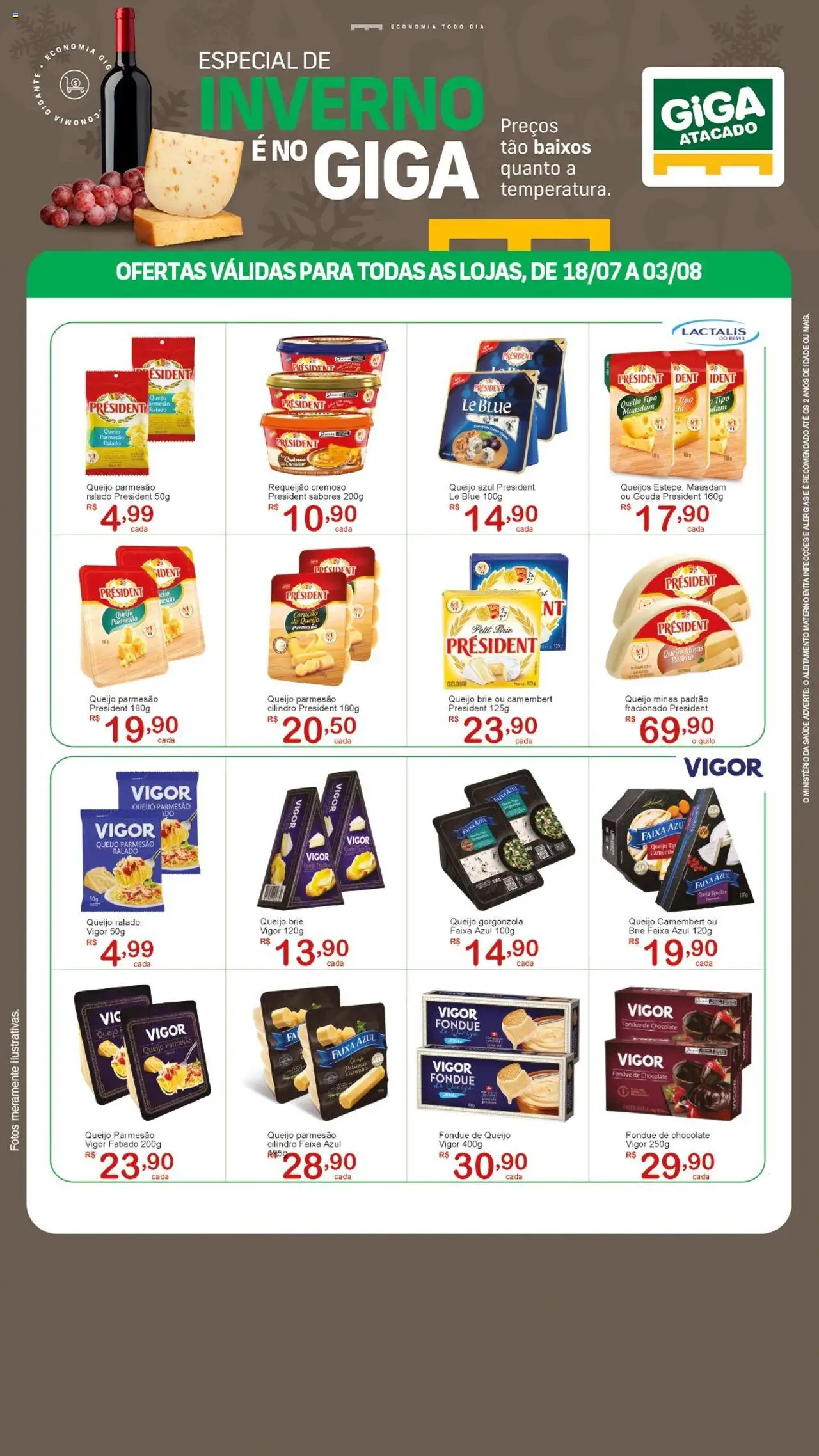 GIGA Atacado Folheto - válido de 18.07.2025 | Página: 1 | Produtos: Chocolate, Brie, Queijo parmesão, Requeijão