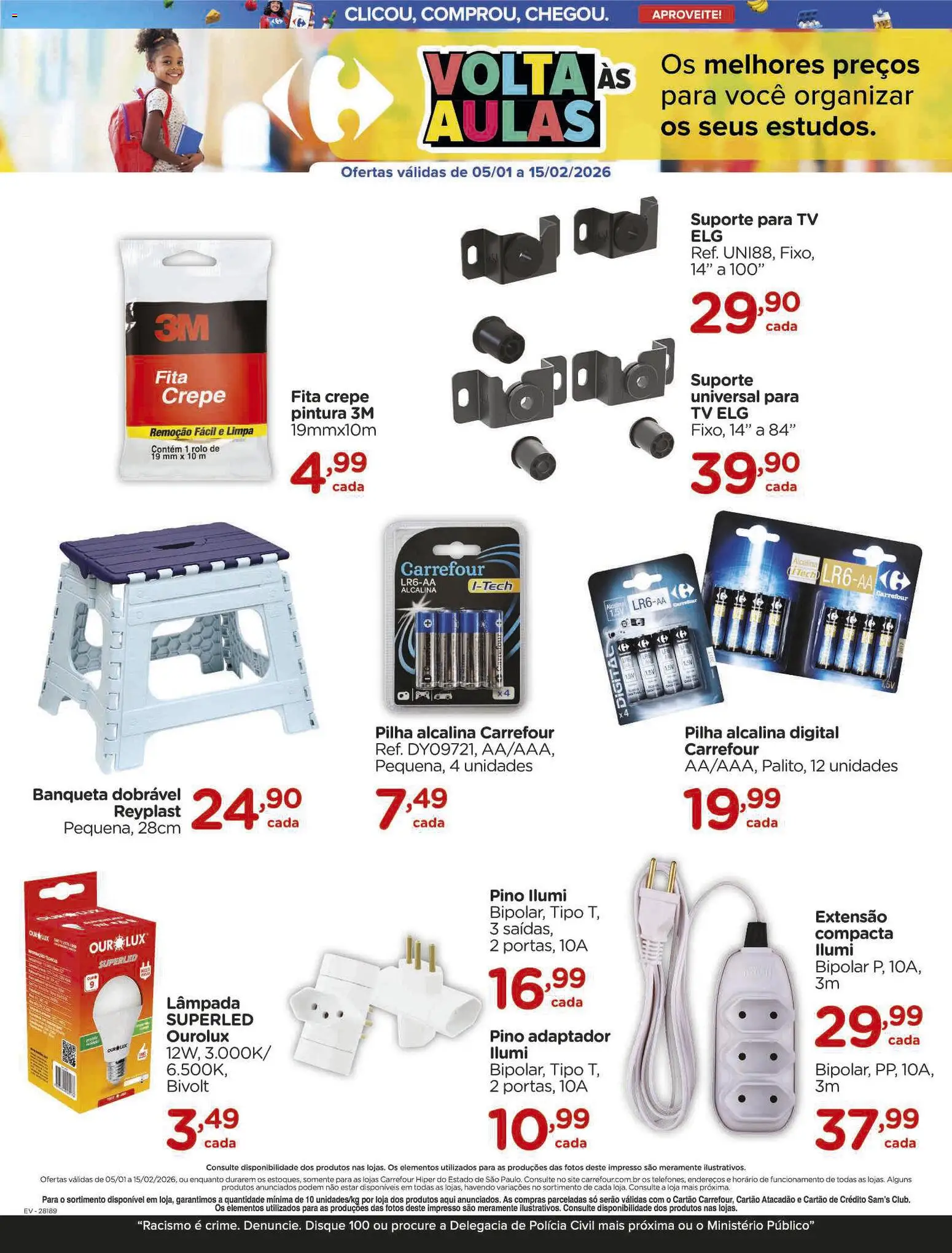Carrefour Folheto - válido de 05.01.2026 | Página: 10 | Produtos: Lâmpada, Banqueta, Fita, Adaptador