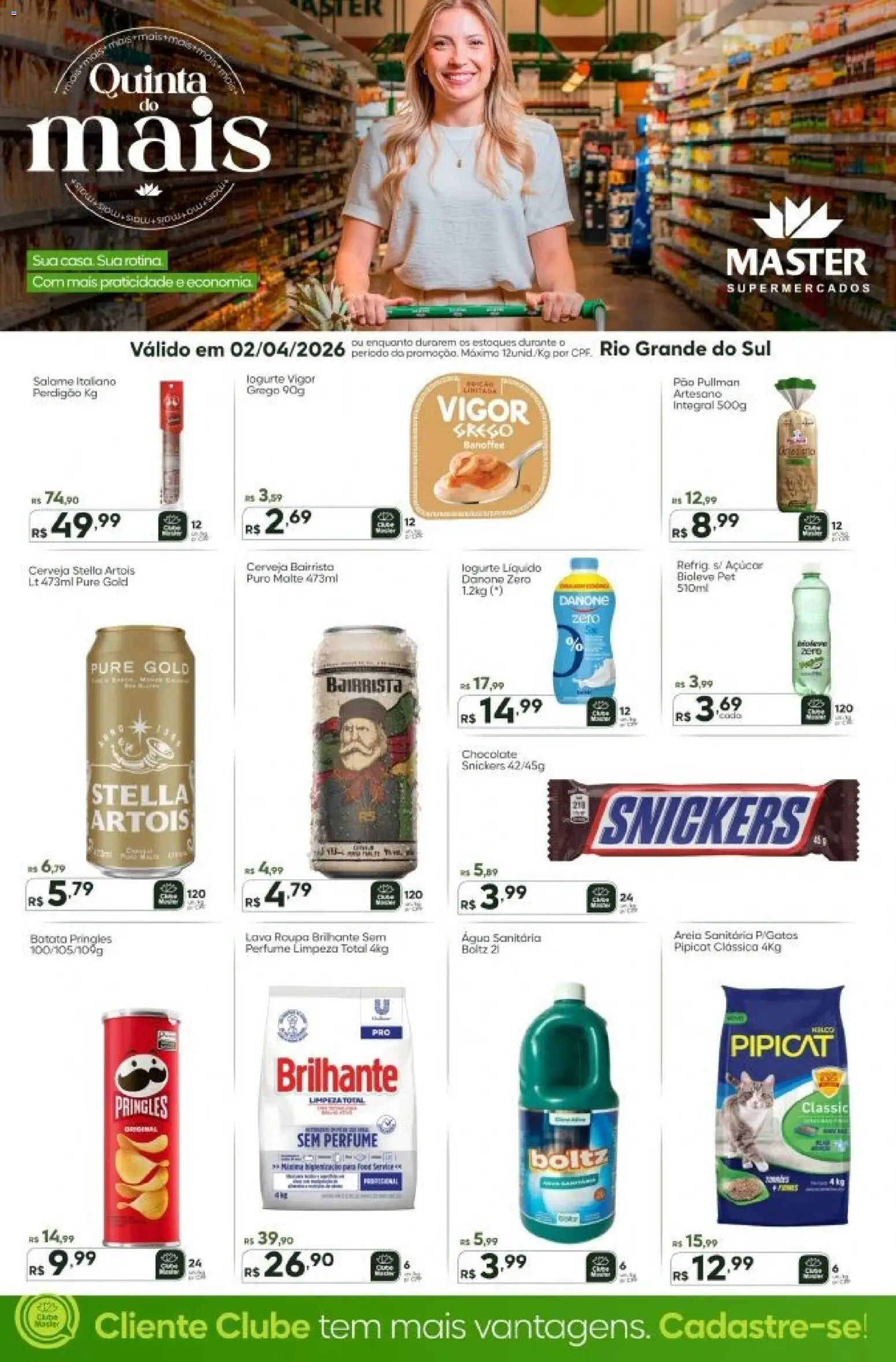 Master Folheto - válido de 02.04.2026 | Página: 1 | Produtos: Chocolate, Salame, Cerveja, Água sanitária