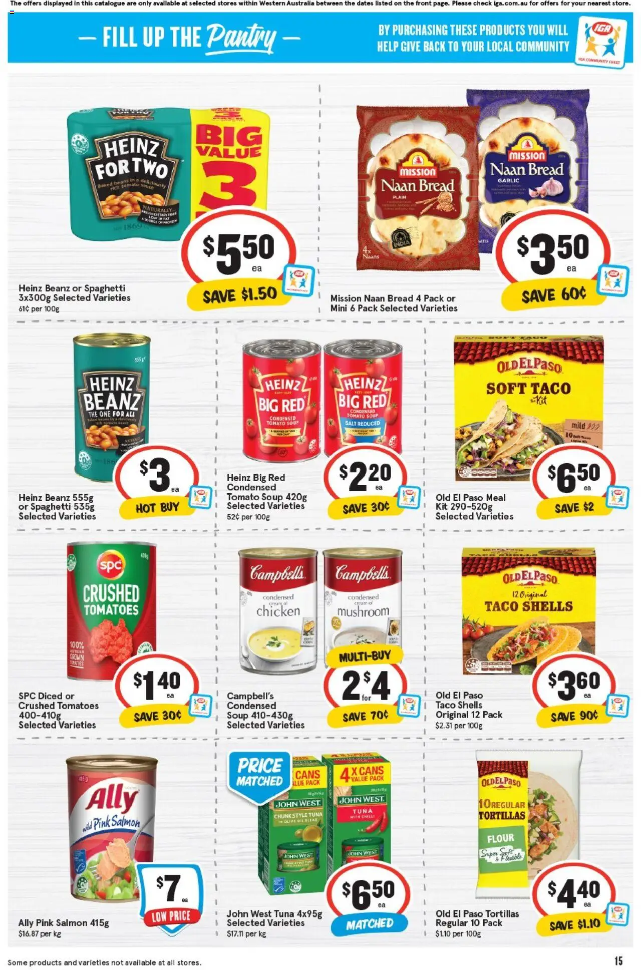 IGA catalogue - valid from 20.08.2025 | Page: 15 | Products: Flour, Bread, Olive oil, Garlic
