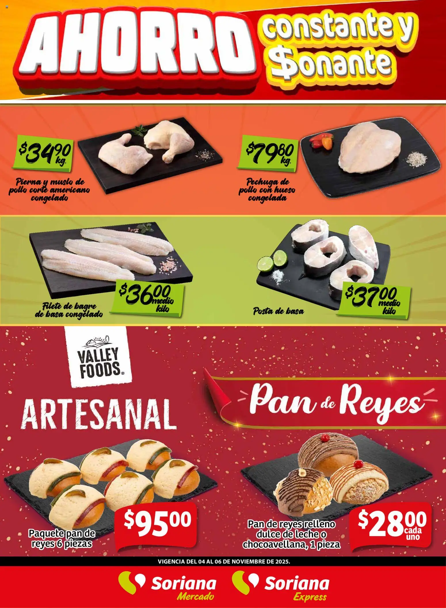 Nuevas ofertas de Soriana válidas en toda la República Mexicana desde el 04.11.2025. ¡Encuentra las mejores ofertas en Soriana - Frescos del Mandado Mercado: Ver, Tab, Chis, Camp, Yuc y Q. Roo! | Página: 2 | Productos: Pollo, Dulce de leche, Leche, Pan