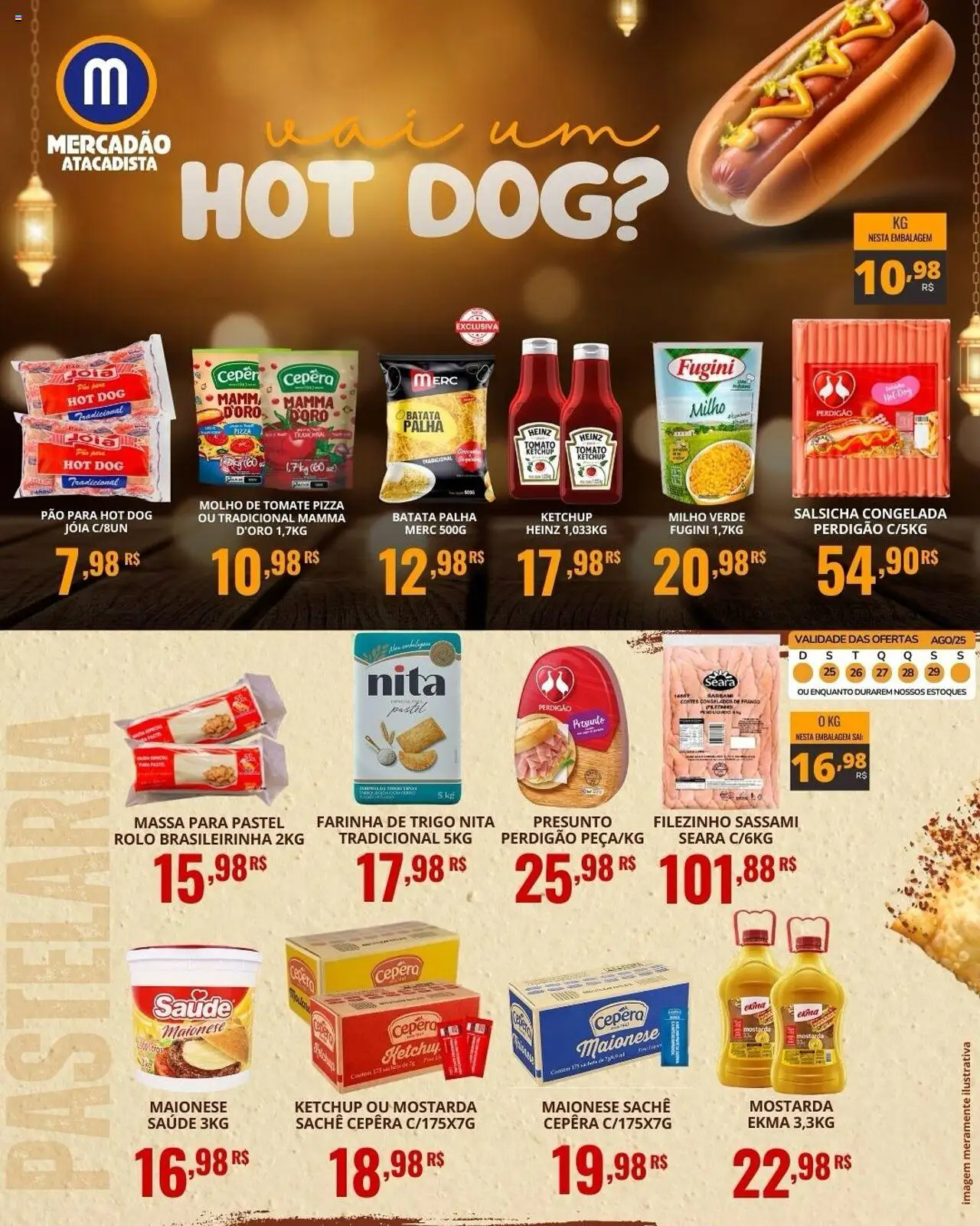 Mercadão Atacadista Folheto - válido de 25.08.2025 | Página: 2 | Produtos: Farinha de trigo, Presunto, Ketchup, Batata