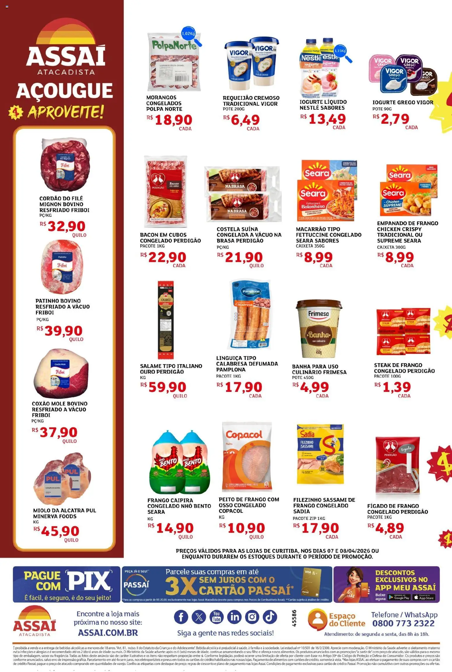 Assaí Atacadista Folheto - válido de 07.04.2026 | Página: 2 | Produtos: Filé mignon, Iogurte, Base, Requeijão