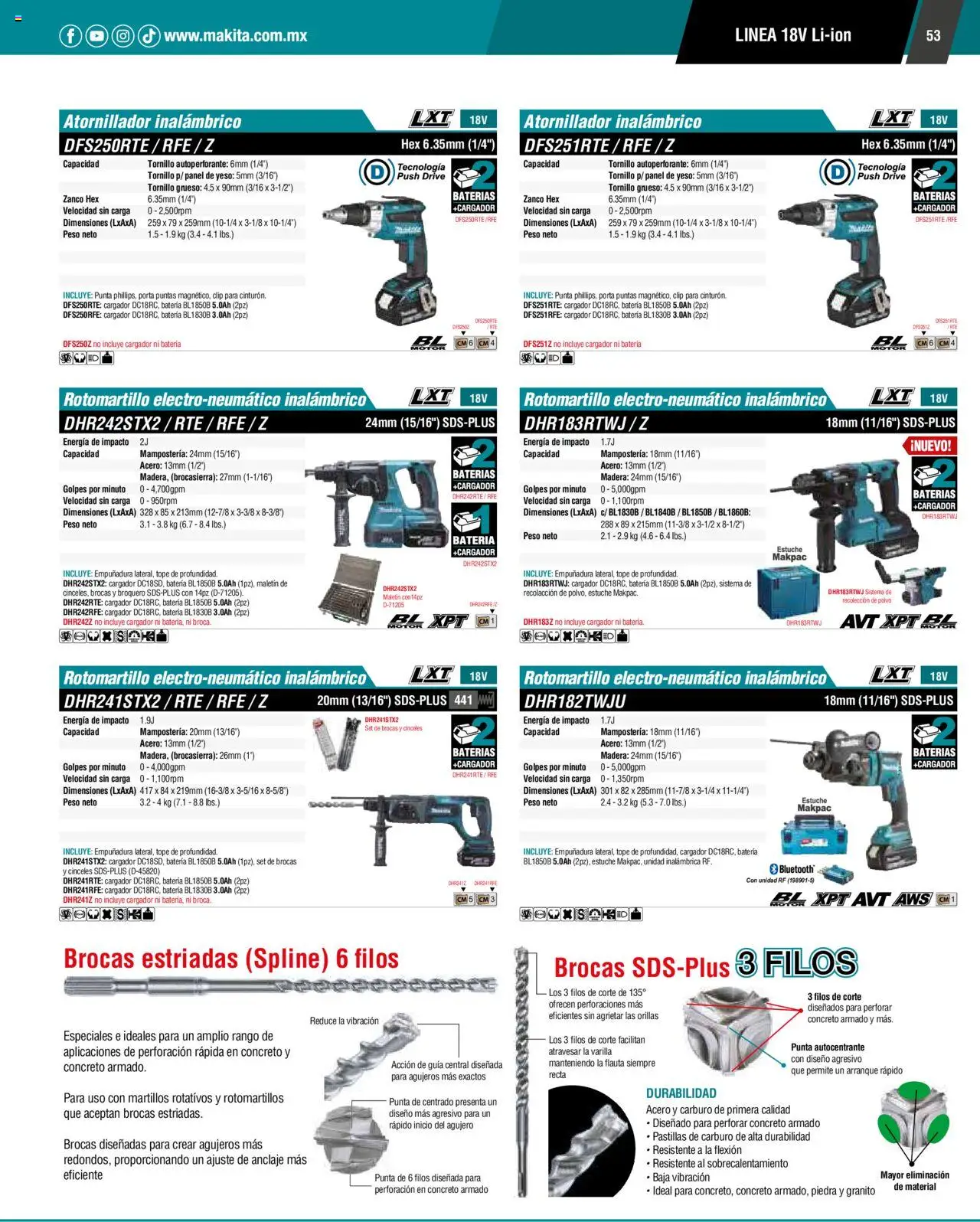 Nuevas ofertas de Makita válidas en toda la República Mexicana desde el 17.04.2024. ¡Encuentra las mejores ofertas en Makita catálogo ! | Página: 53 | Productos: Estuche, Cargador, Rotomartillo, Batería