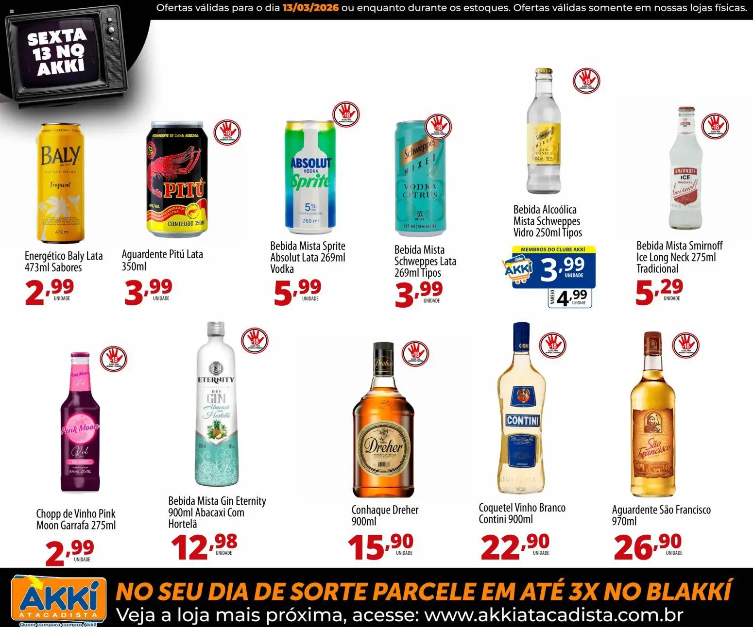 Akki Atacadista Folheto - válido de 13.03.2026 | Página: 10 | Produtos: Conhaque, Vinho, Abacaxi, Vodka