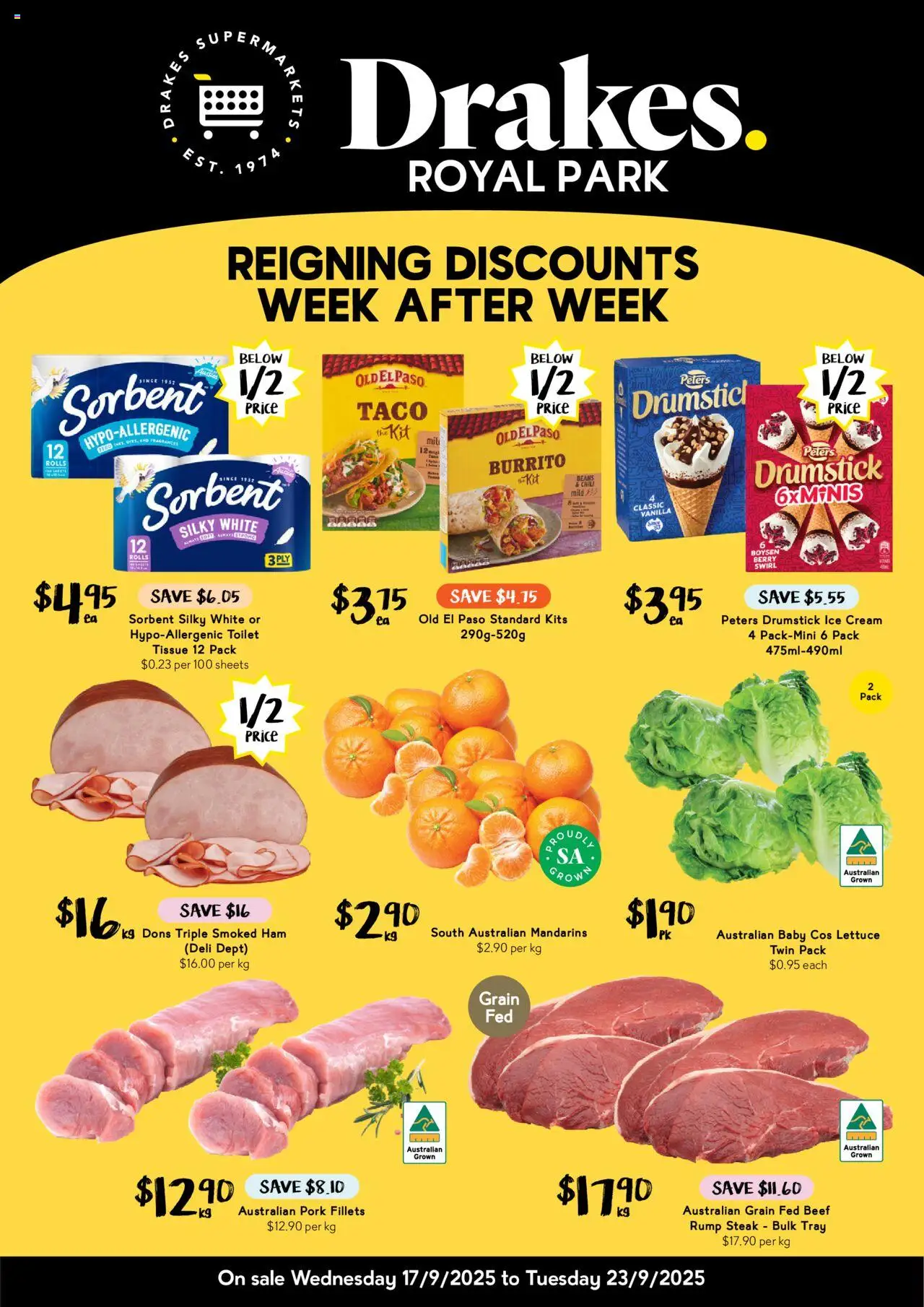 Drakes catalogue - valid from 17.09.2025 | Page: 1 | Products: Kits, Pork, Lettuce, Cream