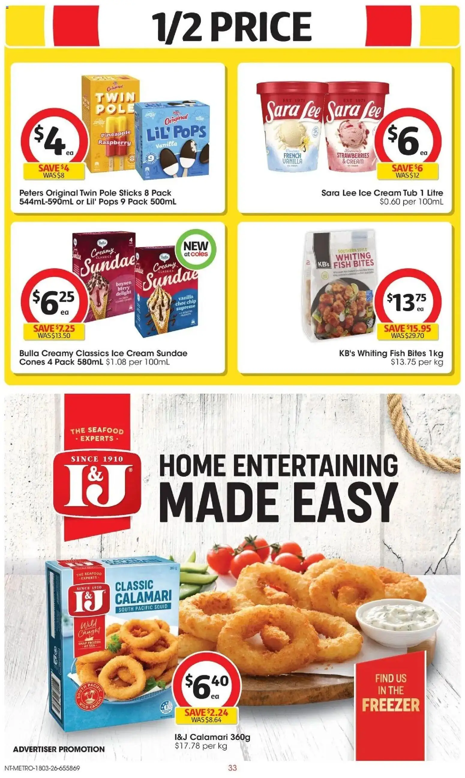 Coles catalogue - valid from 17.03.2026 | Page: 33 | Products: Fish, Pineapple, Raspberry, Freezer
