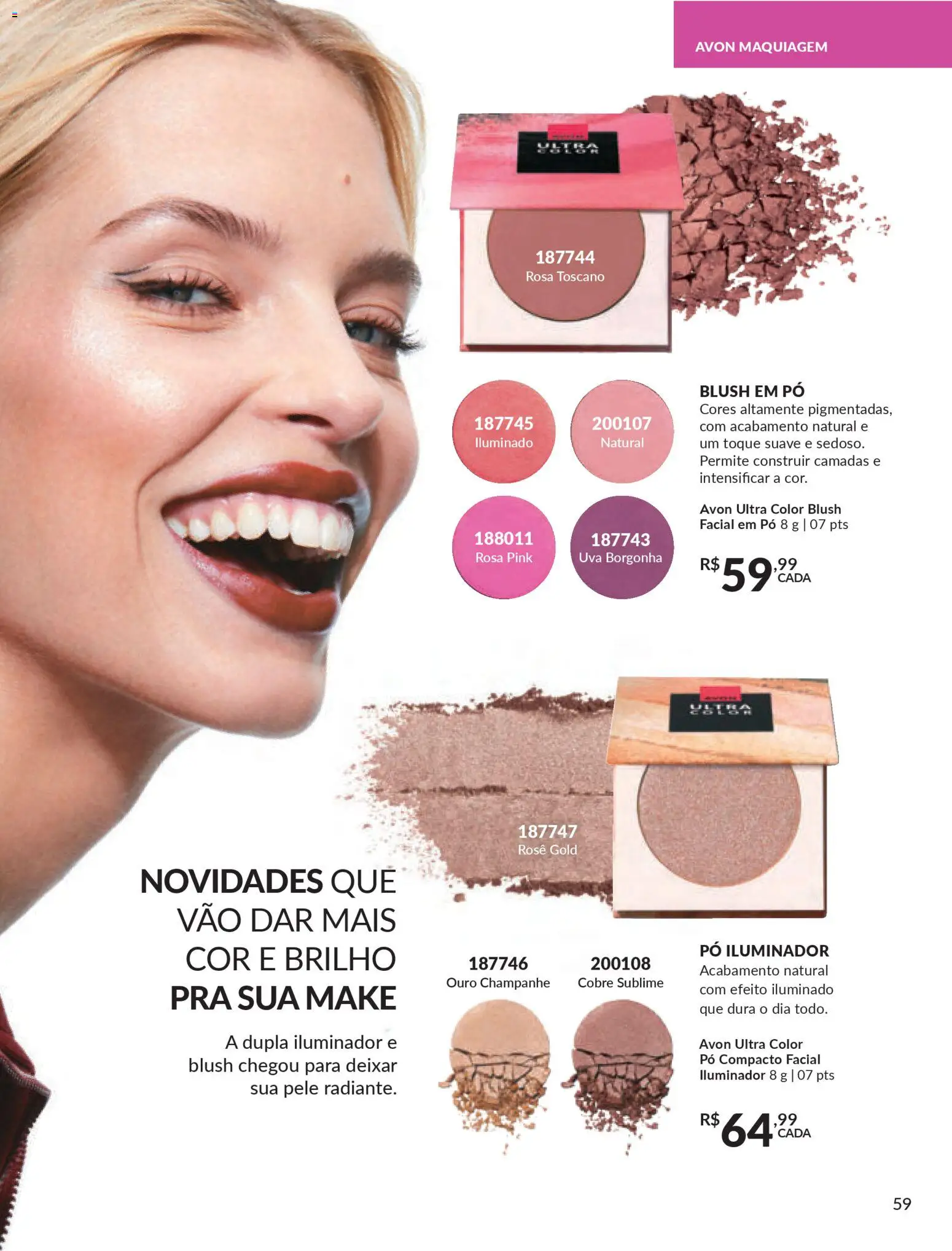 Avon Folheto - válido de 06.01.2026 | Página: 59 | Produtos: Maquiagem, Pó, Blush, Iluminador
