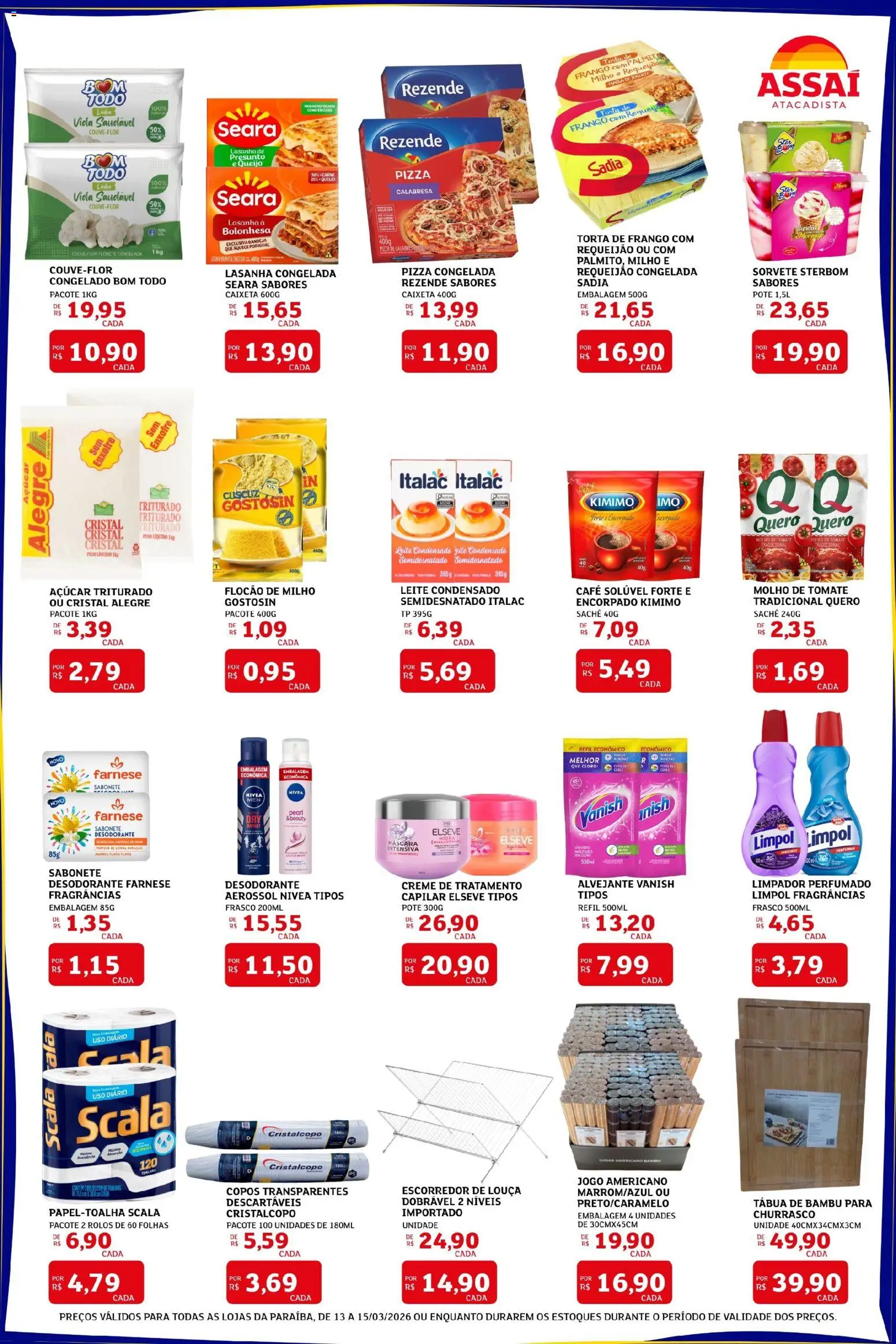 Assaí Atacadista Folheto - válido de 13.03.2026 | Página: 2 | Produtos: Desodorante, Leite, Lasanha, Café solúvel