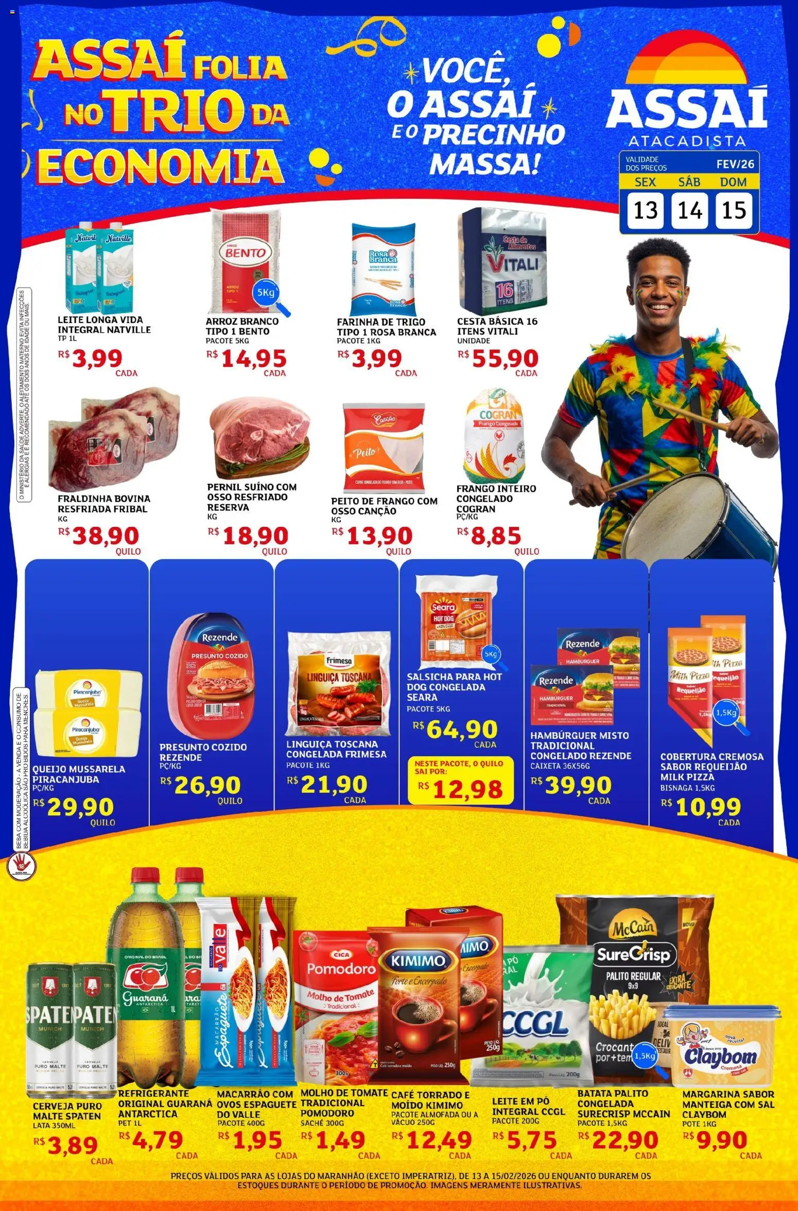 Assaí Atacadista Folheto - válido de 13.02.2026 | Página: 1 | Produtos: Café, Cerveja, Batata, Frango