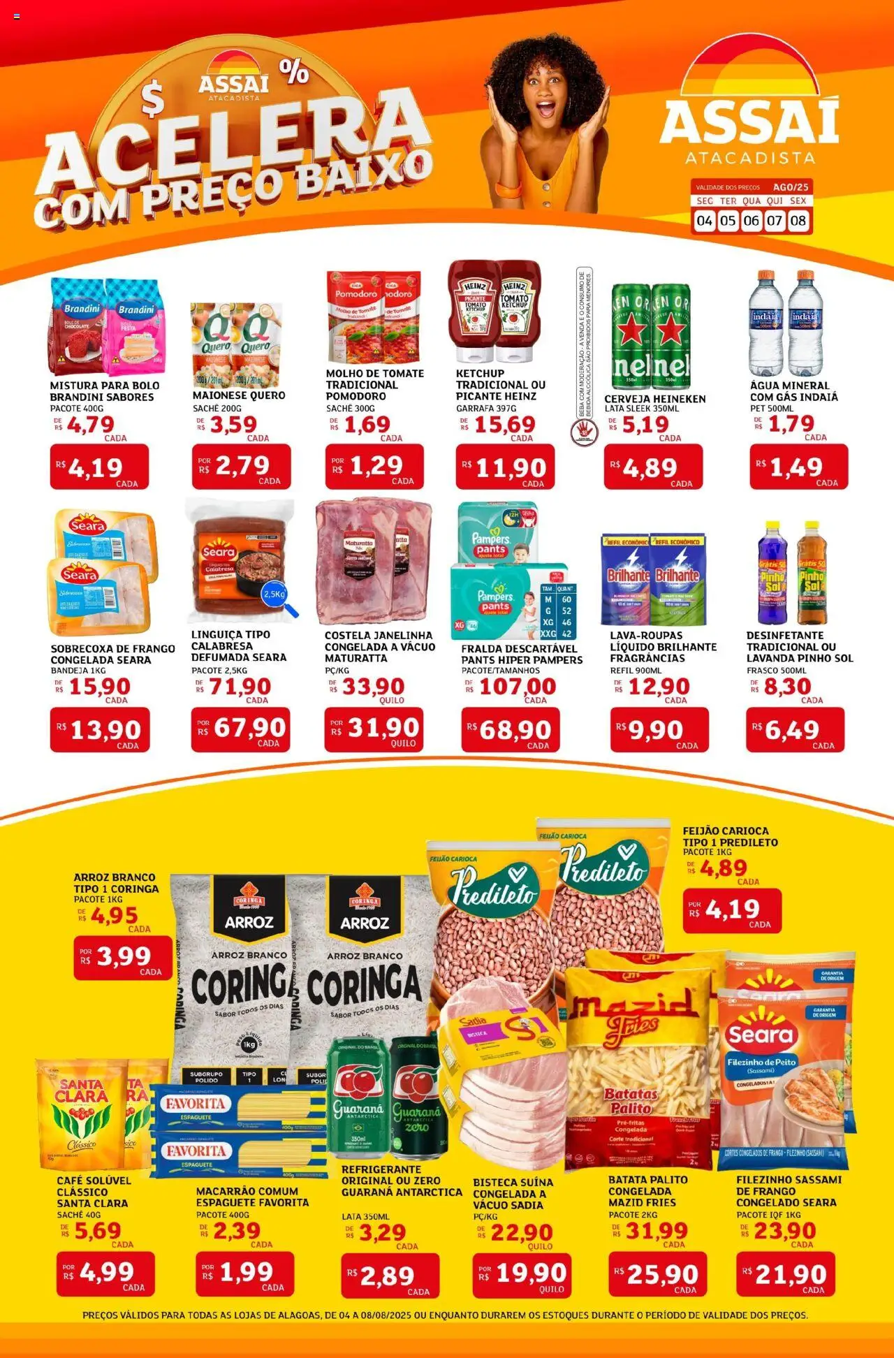 Assaí Atacadista Folheto - válido de 04.08.2025 | Página: 1 | Produtos: Pampers, Bandeja, Desinfetante, Mistura para bolo