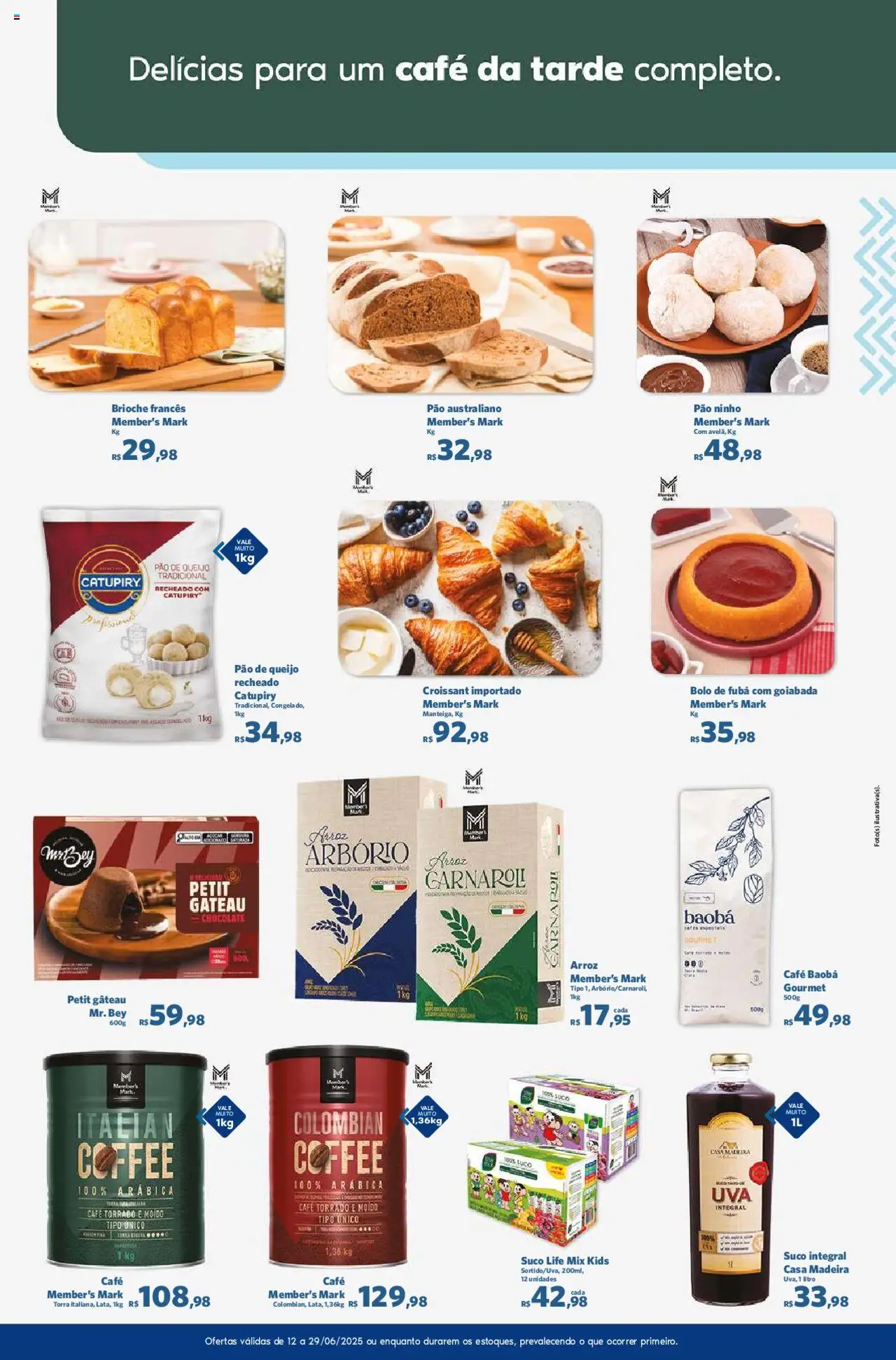 Sam's Club Folheto - válido de 12.06.2025 | Página: 7 | Produtos: Chocolate, Suco, Arroz, Pão de queijo
