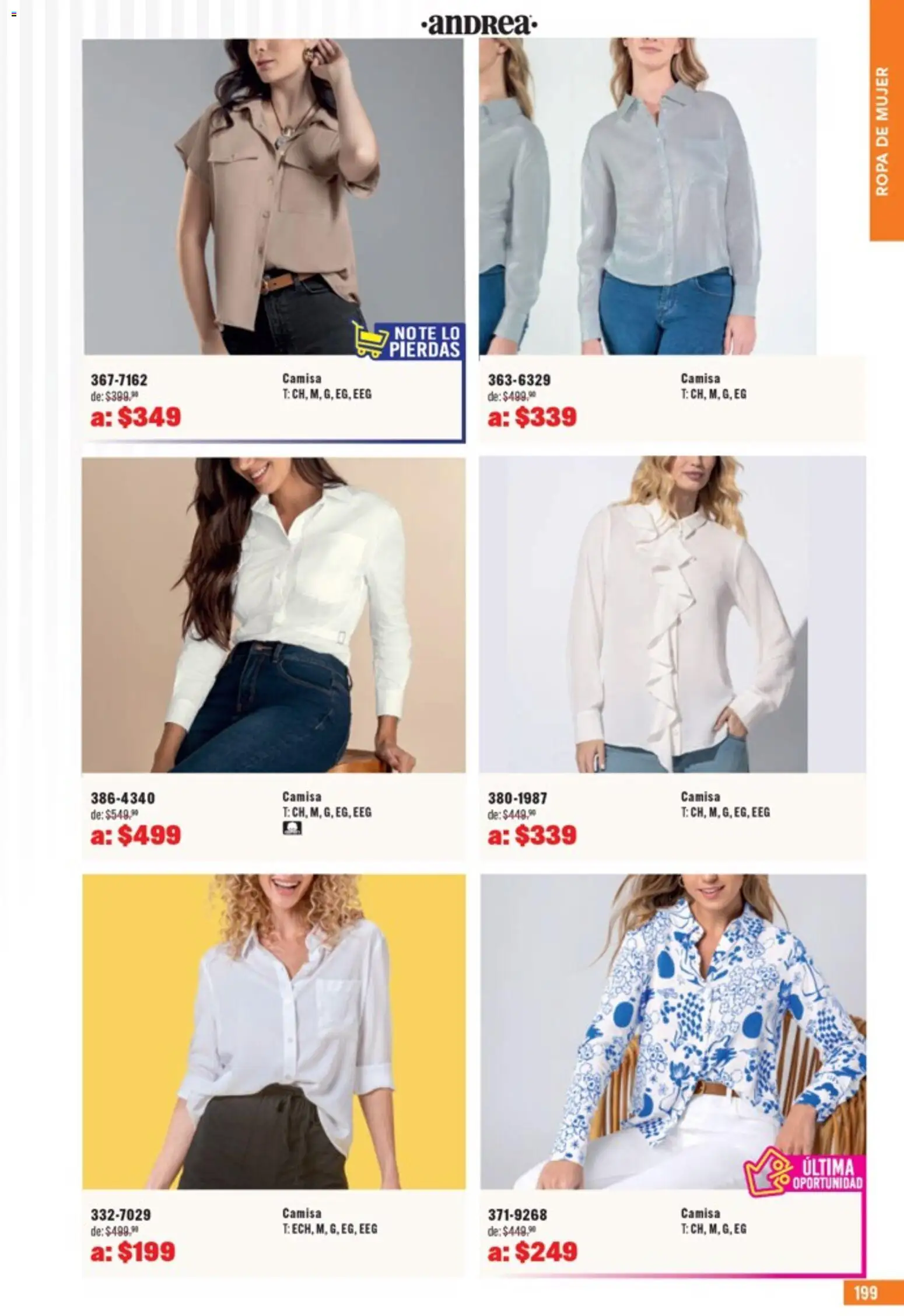 Nuevas ofertas de Andrea válidas en toda la República Mexicana desde el 05.04.2026. ¡Encuentra las mejores ofertas en Andrea catálogo Outlet! | Página: 199 | Productos: Camisa, Ropa
